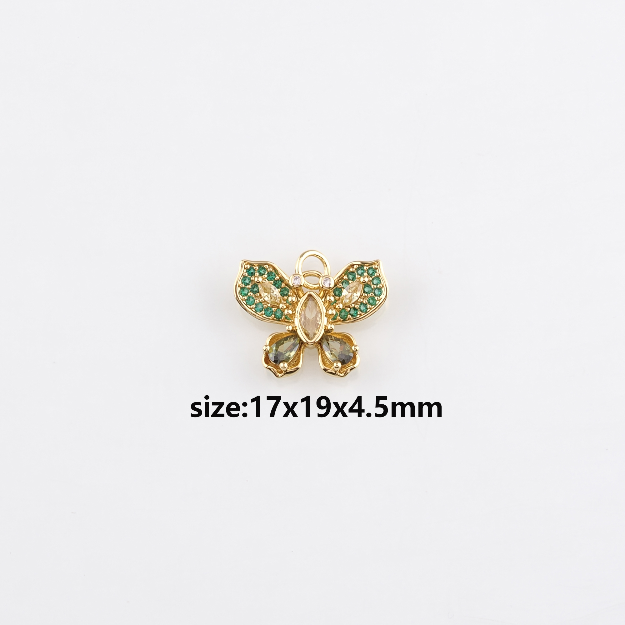 18K Gold Filled Butterfly Pendant,CZ Micro Pave Butterfly Charm Earrings Necklace for DIY Jewelry Making Supply