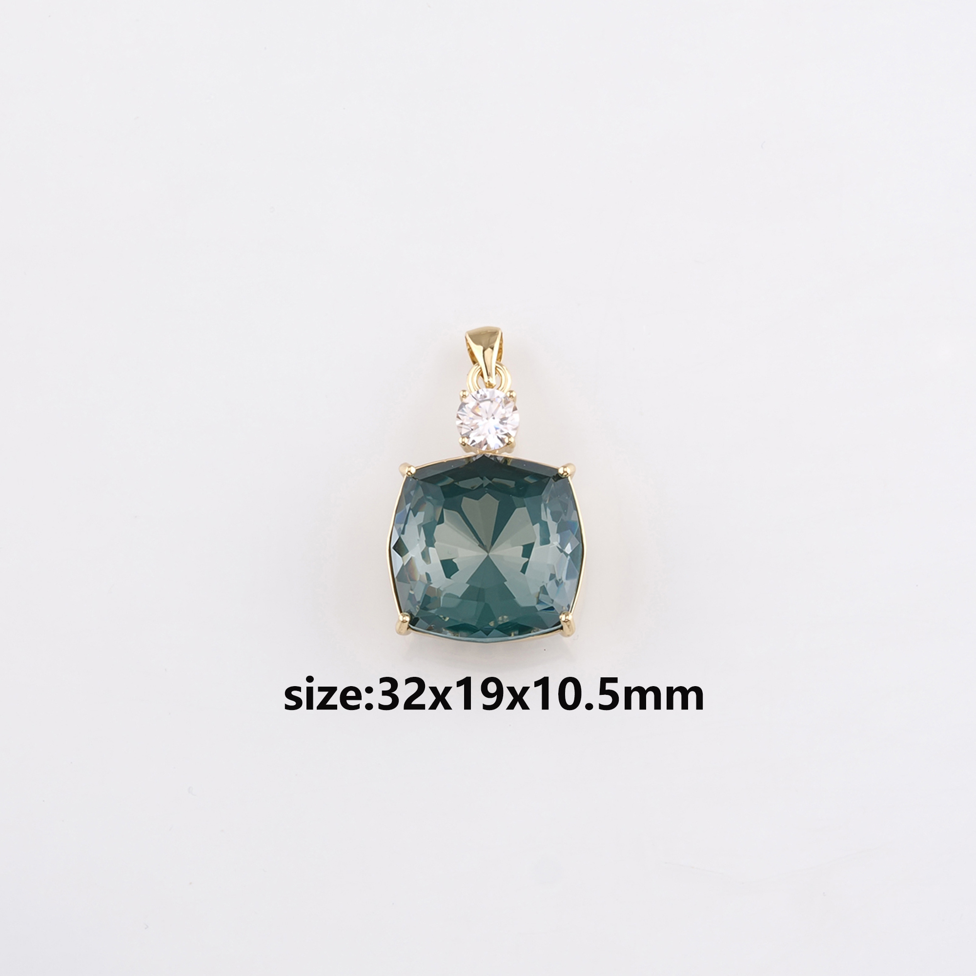 18K Gold Filled Square Pendant,Crystal Square Charm Earrings Necklace for DIY Jewelry Making Supply