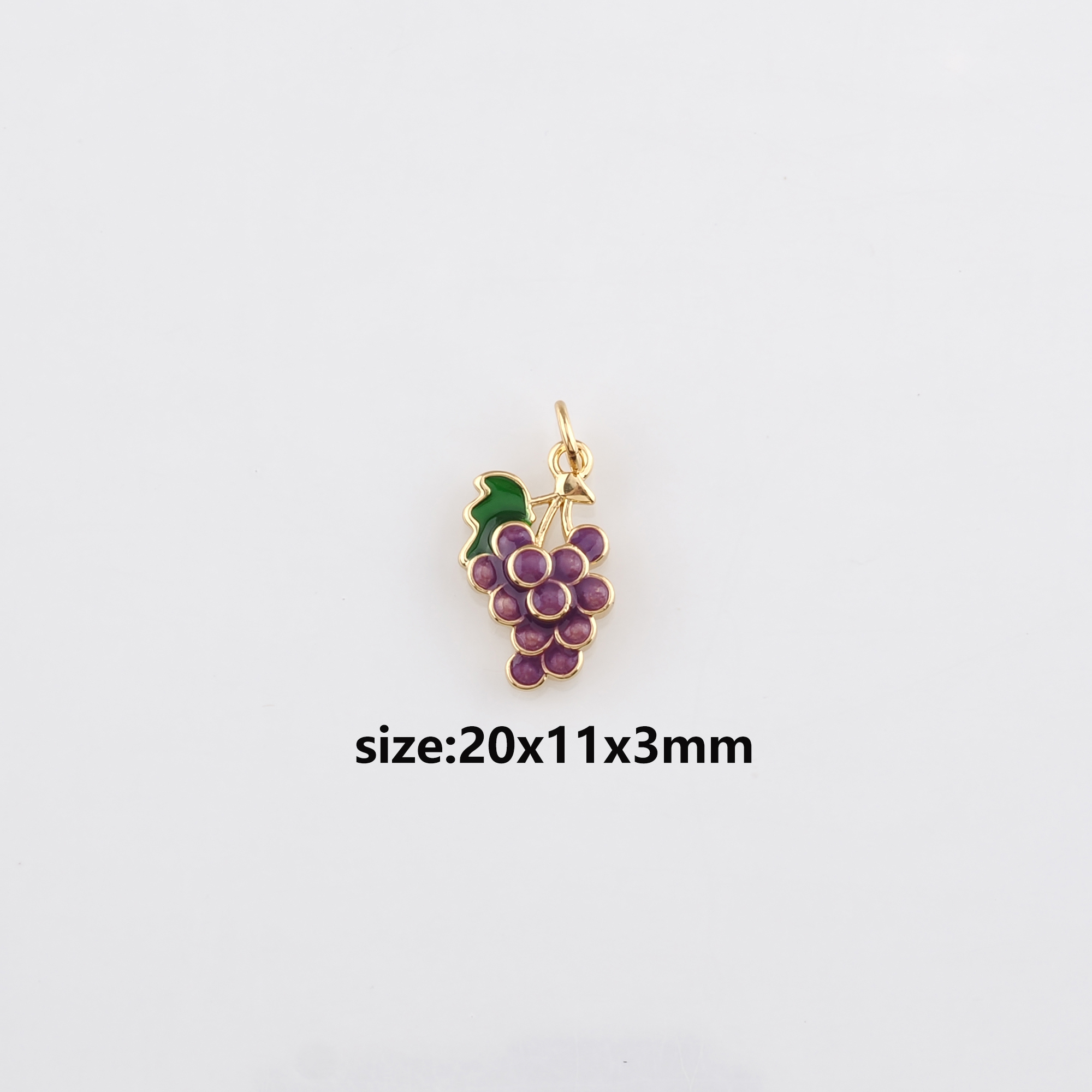 18K Gold Filled Grape Pendant,Enamel Grape Charm Earrings Necklace for DIY Jewelry Making Supply