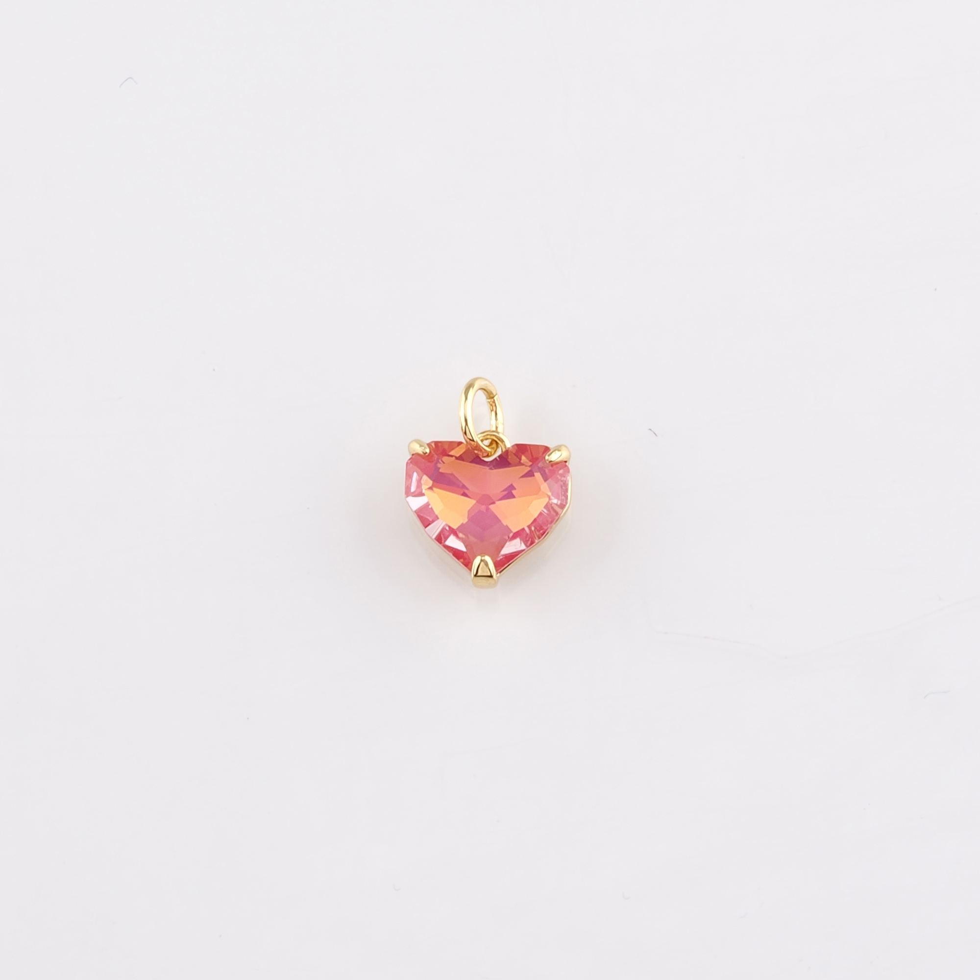 18K Gold Filled Heart Pendant,Crystal Heart Charm Earrings Necklace for DIY Jewelry Making Supply