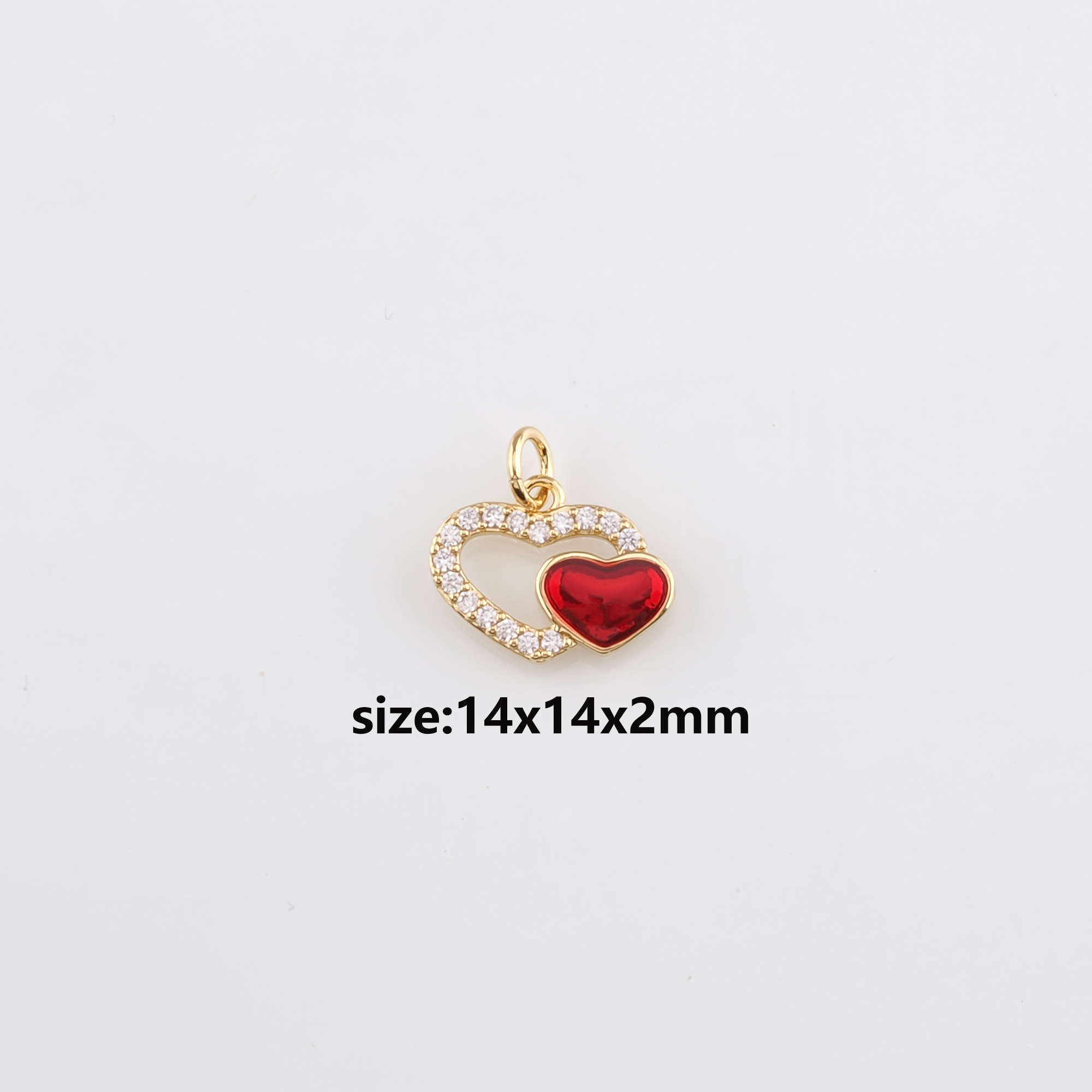 18K Gold Filled Heart Pendant,CZ Micro Pave Heart Charm Earrings Necklace for DIY Jewelry Making Supply