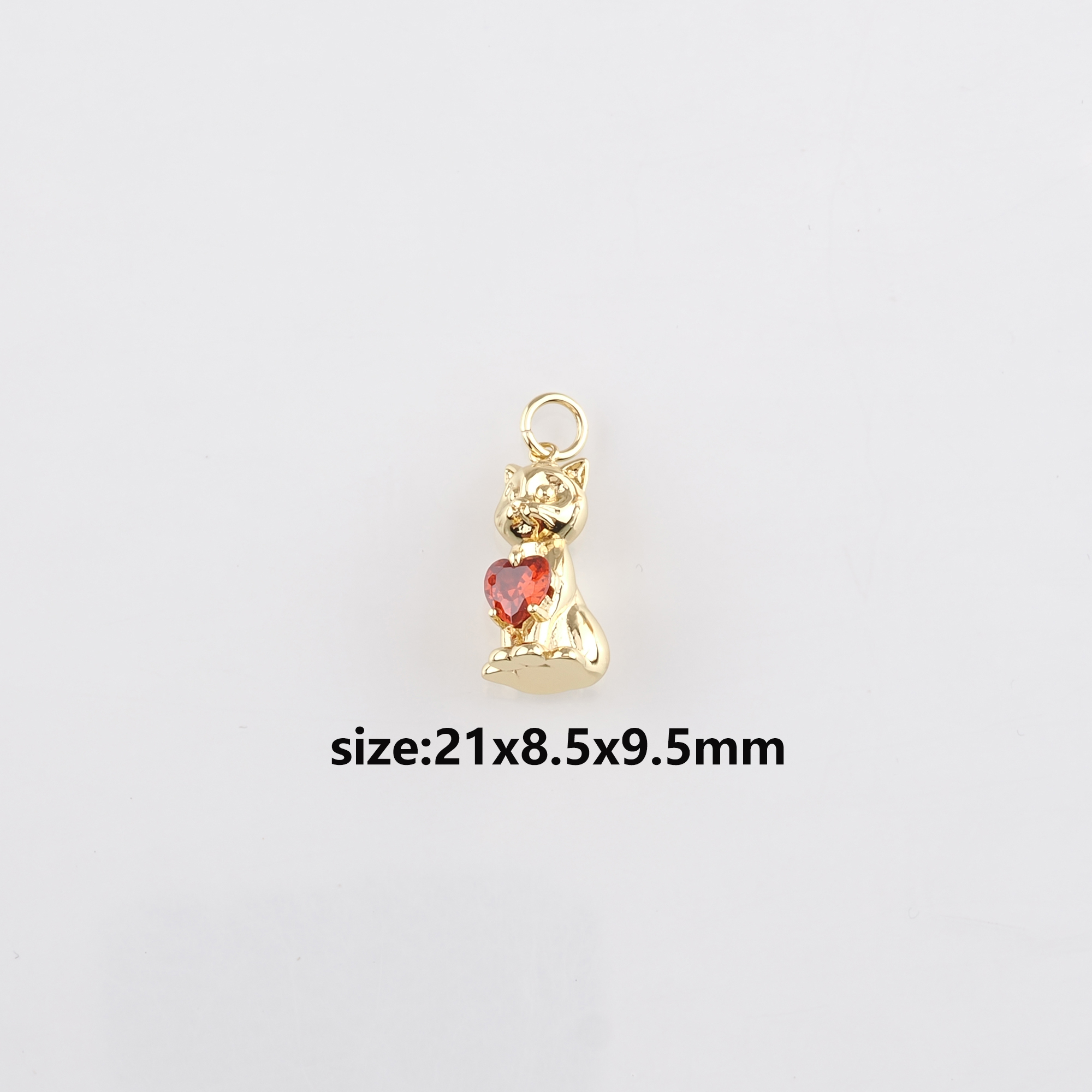 18K Gold Filled Cat Pendant,Animal Charm,CZ Micro Pave Cat Earrings Necklace for DIY Jewelry Making Supply