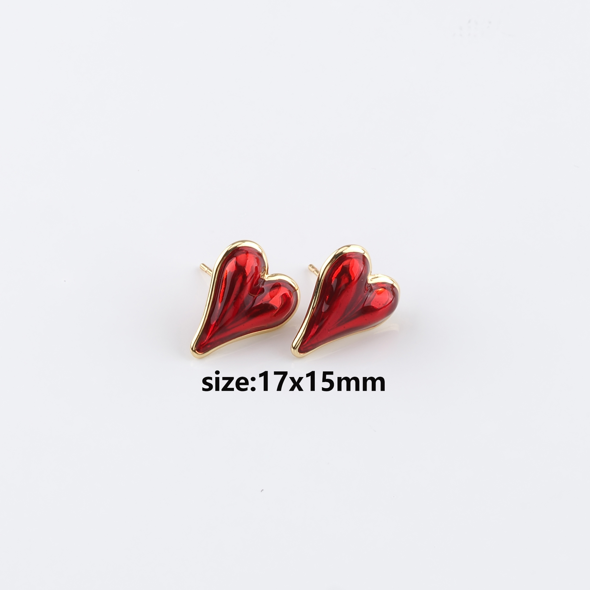 18K Gold Filled Heart Stud Earrings,Enamel Heart Earrings,Dainty Earrings,Minimalist Earring,Gift for Wife