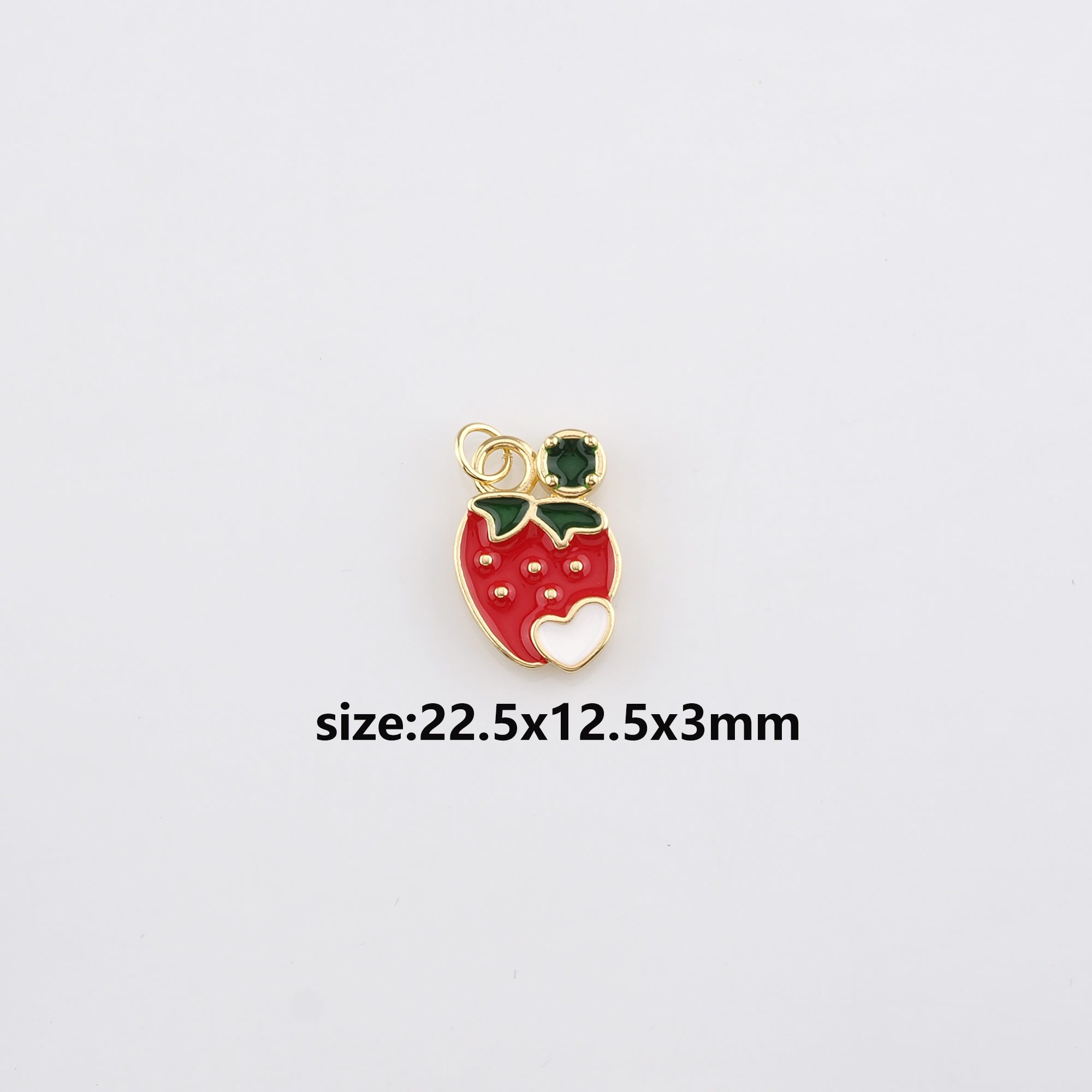 18K Gold Filled Strawberry Pendant,Enamel Strawberry Charm Earrings Necklace for DIY Jewelry Making Supply