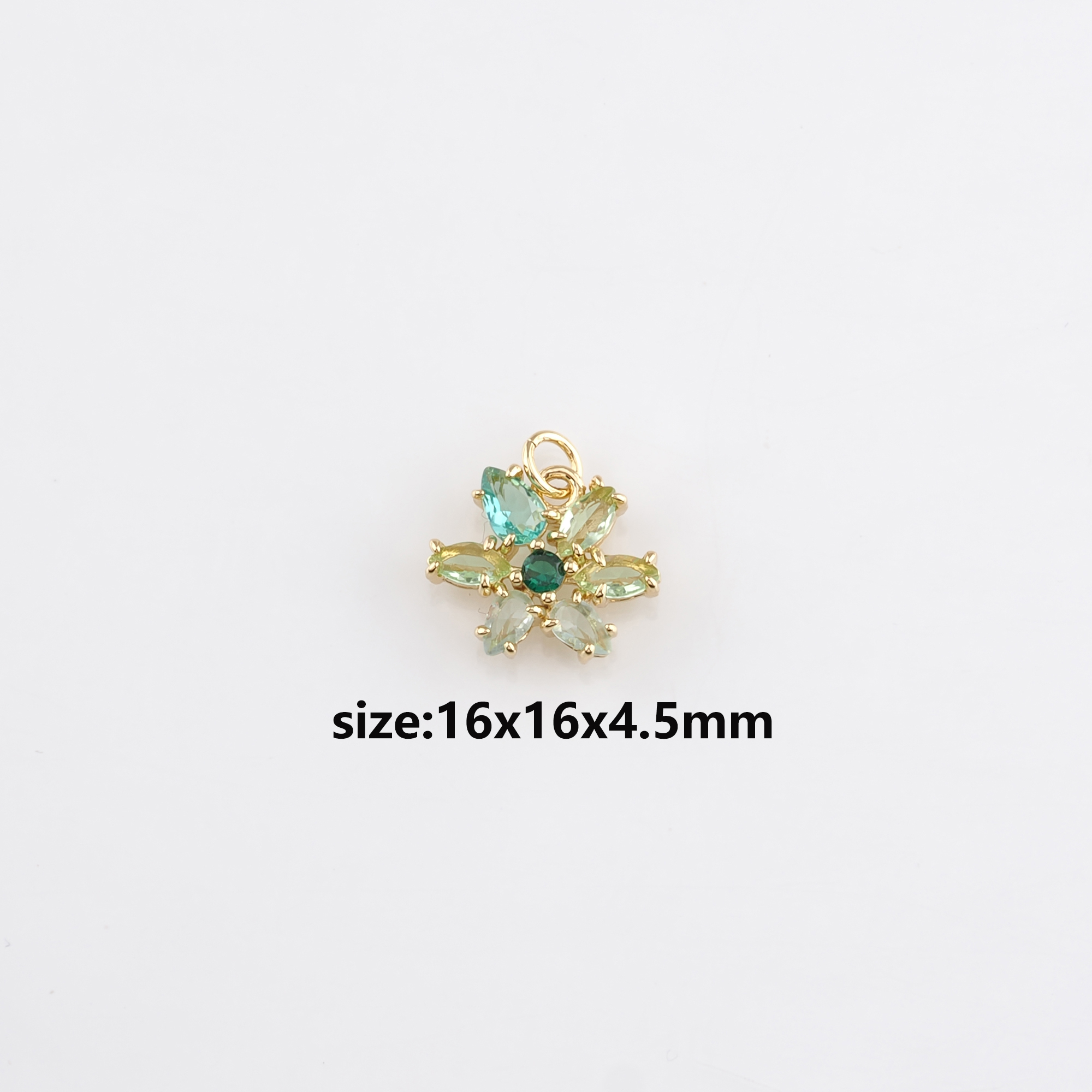 18K Gold Filled Flower Pendant,CZ Micro Pave Flower Charm Earrings Necklace for DIY Jewelry Making Supply