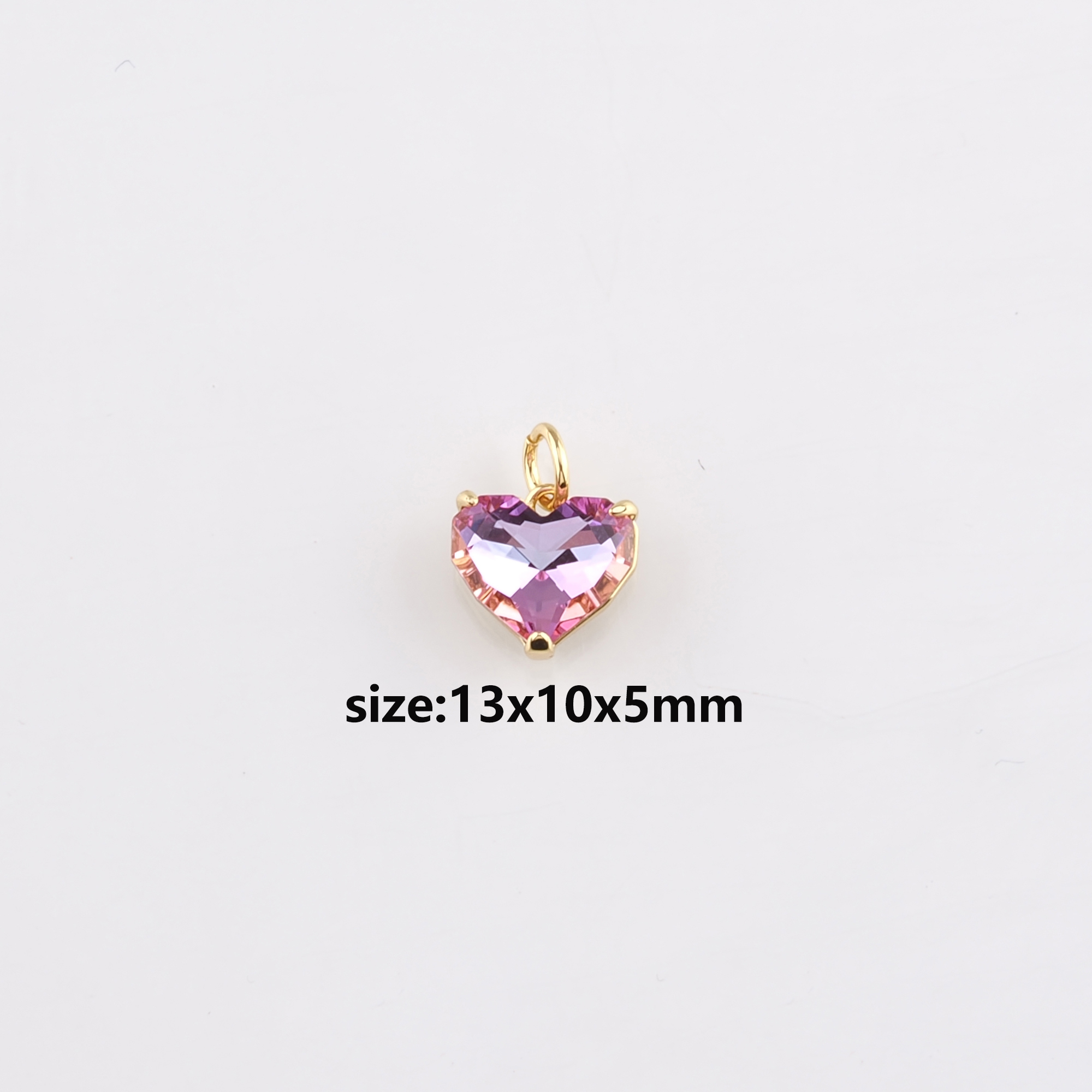 18K Gold Filled Heart Pendant,Crystal Heart Charm Earrings Necklace for DIY Jewelry Making Supply
