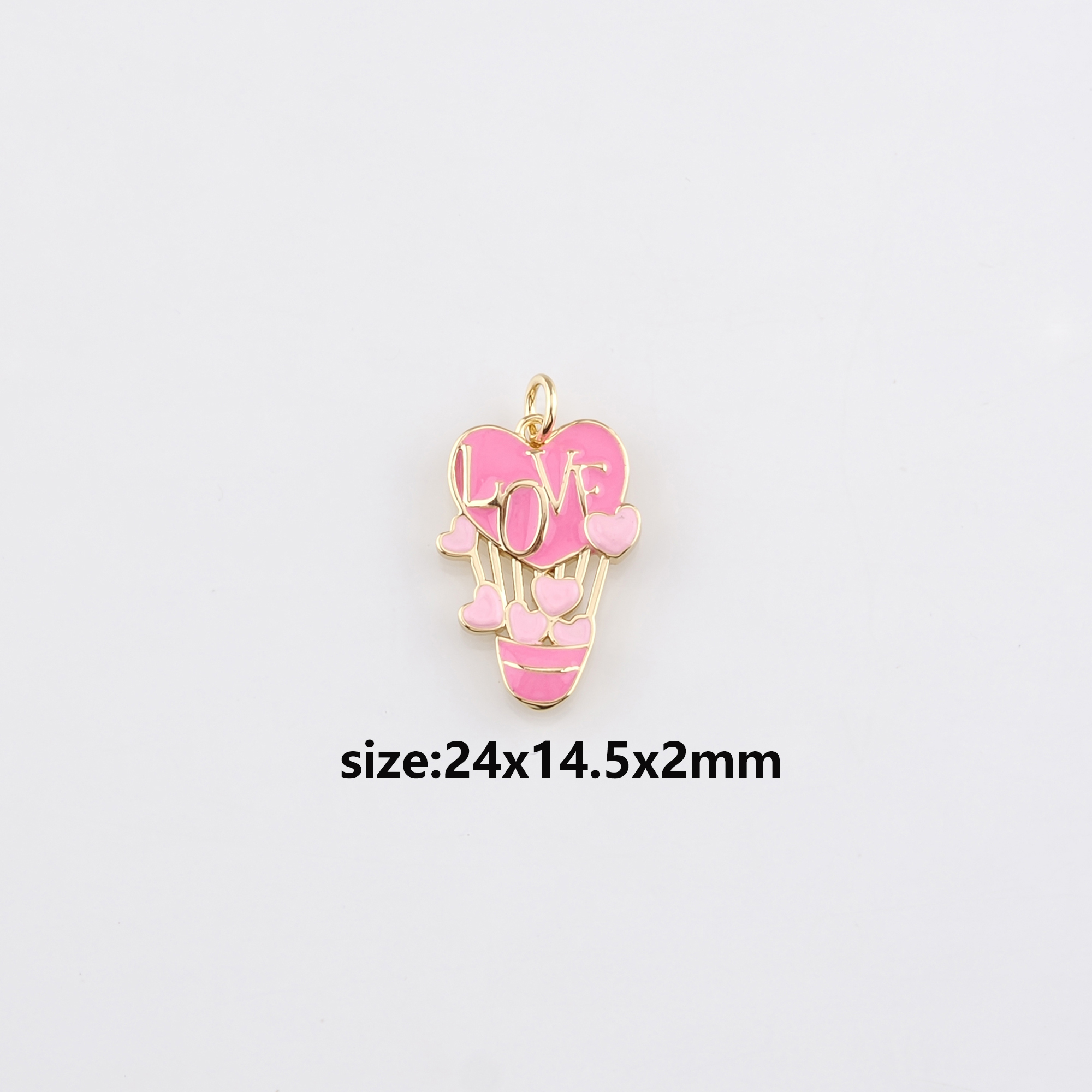 18K Gold Filled Heart Balloon Pendant,Enamel Balloon Charm Earrings Necklace for DIY Jewelry Making Supply