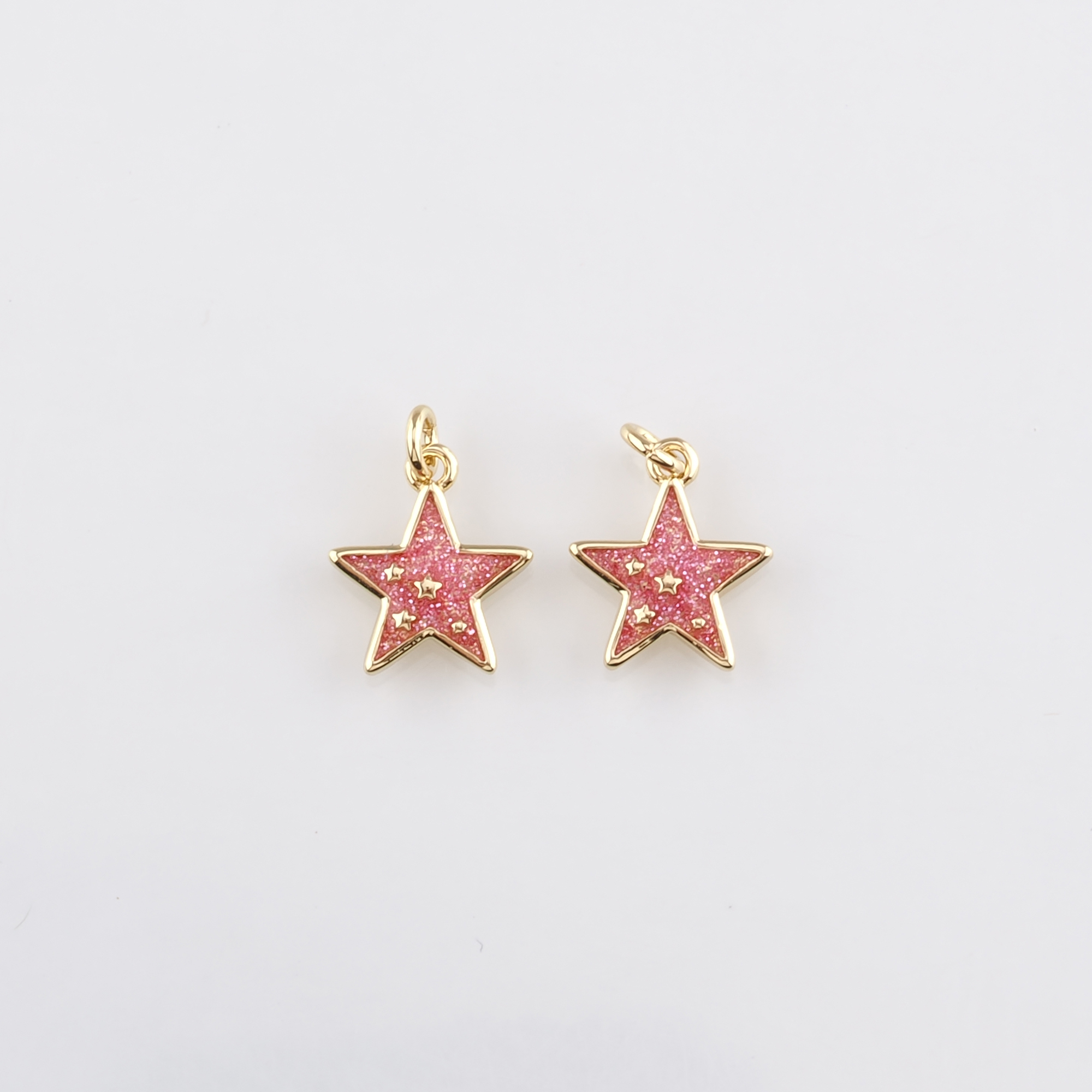 18K Gold Filled Star Pendant,Enamel Celestial Charm Earrings Necklace for DIY Jewelry Making Supply