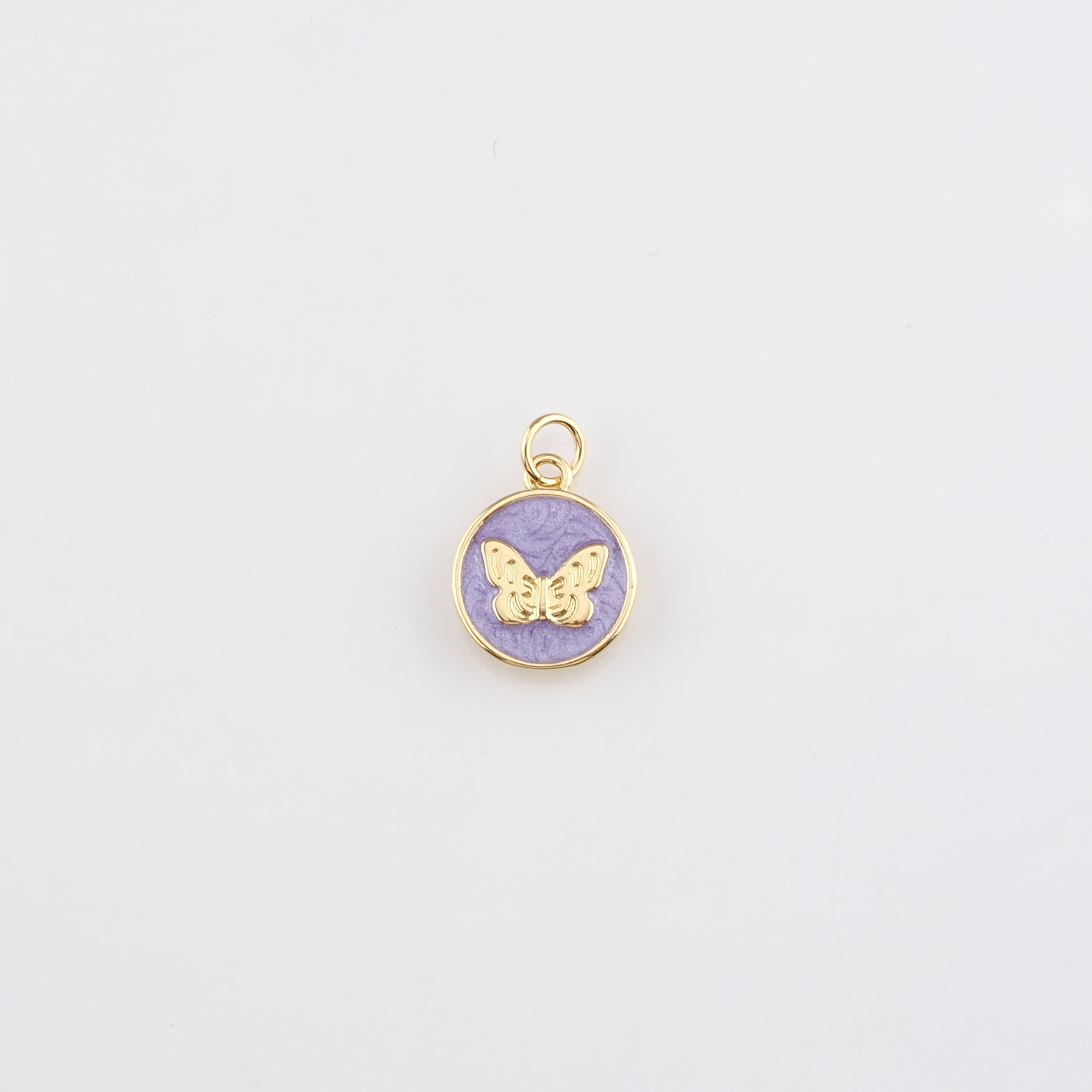 18K Gold Filled Butterfly Pendant,Enamel Butterfly Charm Earrings Necklace for DIY Jewelry Making Supply