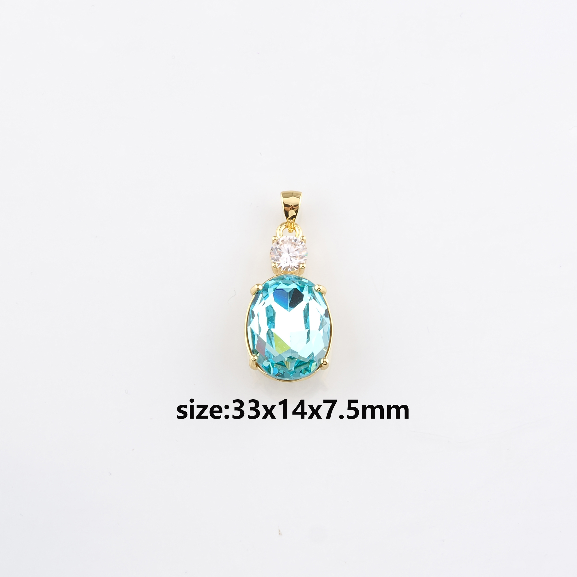 18K Gold Filled Oval Pendant,Crystal Oval Charm Earrings Necklace for DIY Jewelry Making Supply