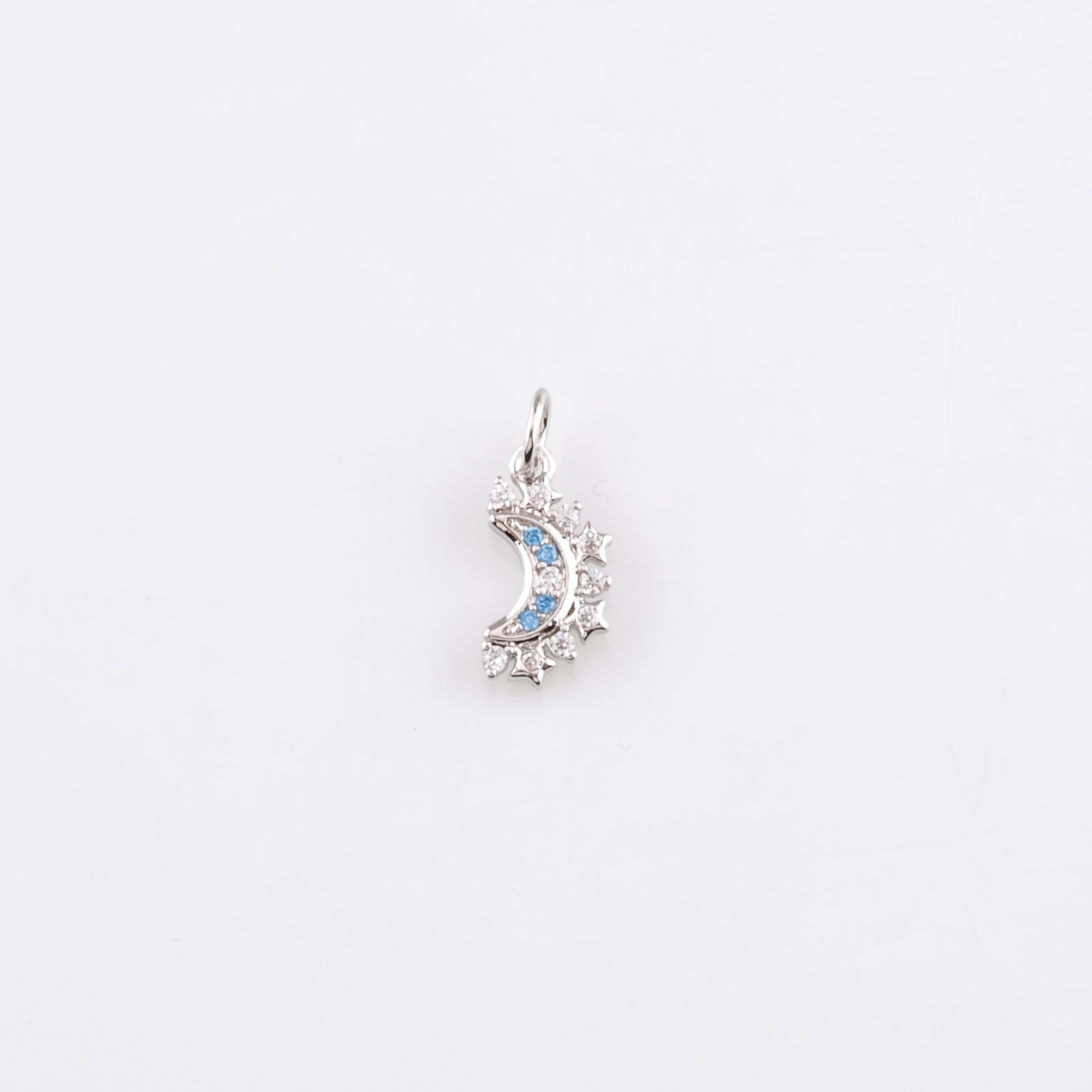 18K Gold Filled Moon Pendant,Celestial Charm,CZ Micro Pave Moon Earrings Necklace for DIY Jewelry Making Supply