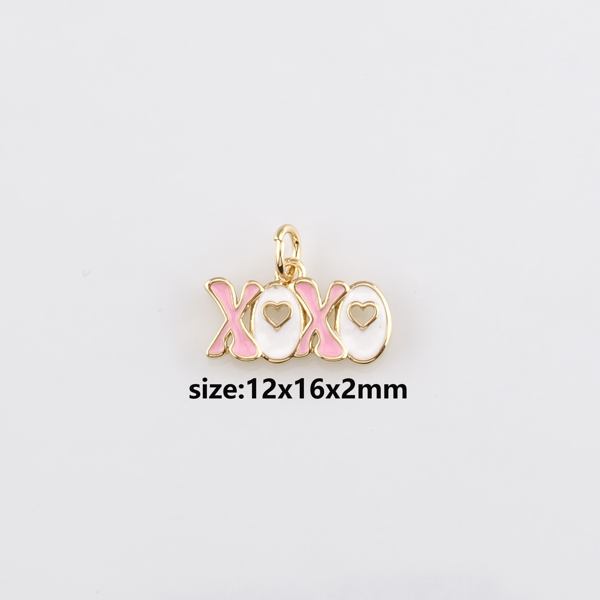 18K Gold Filled XOXO Pendant,Enamel XOXO Charm Earrings Necklace for DIY Jewelry Making Supply