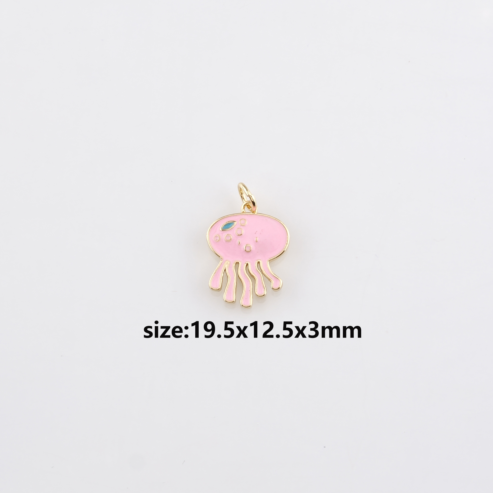 18K Gold Filled Jellyfish Pendant,Enamel Jellyfish Charm Earrings Necklace for DIY Jewelry Making Supply