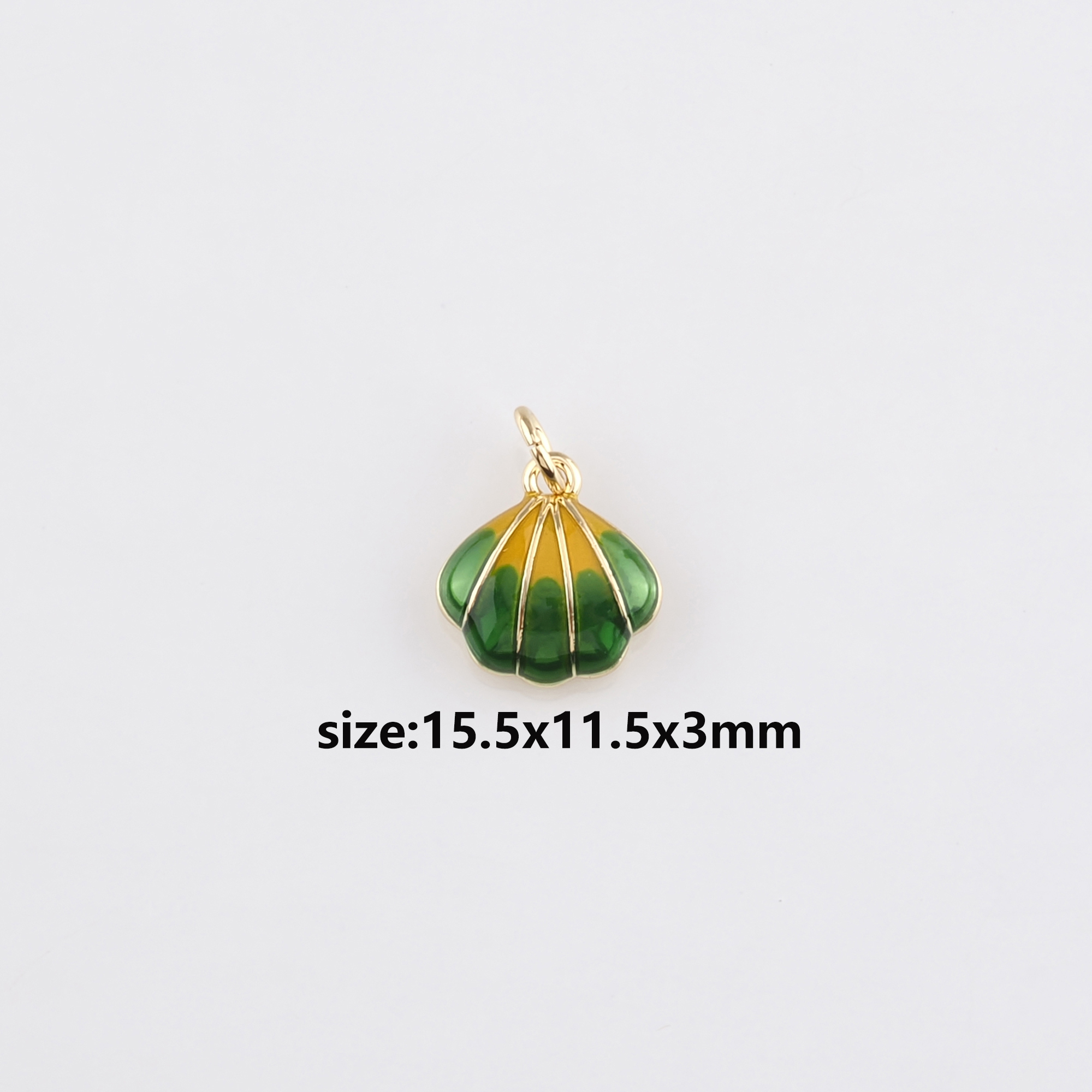 18K Gold Filled Scallop Pendant,Enamel Scallop Charm Earrings Necklace for DIY Jewelry Making Supply