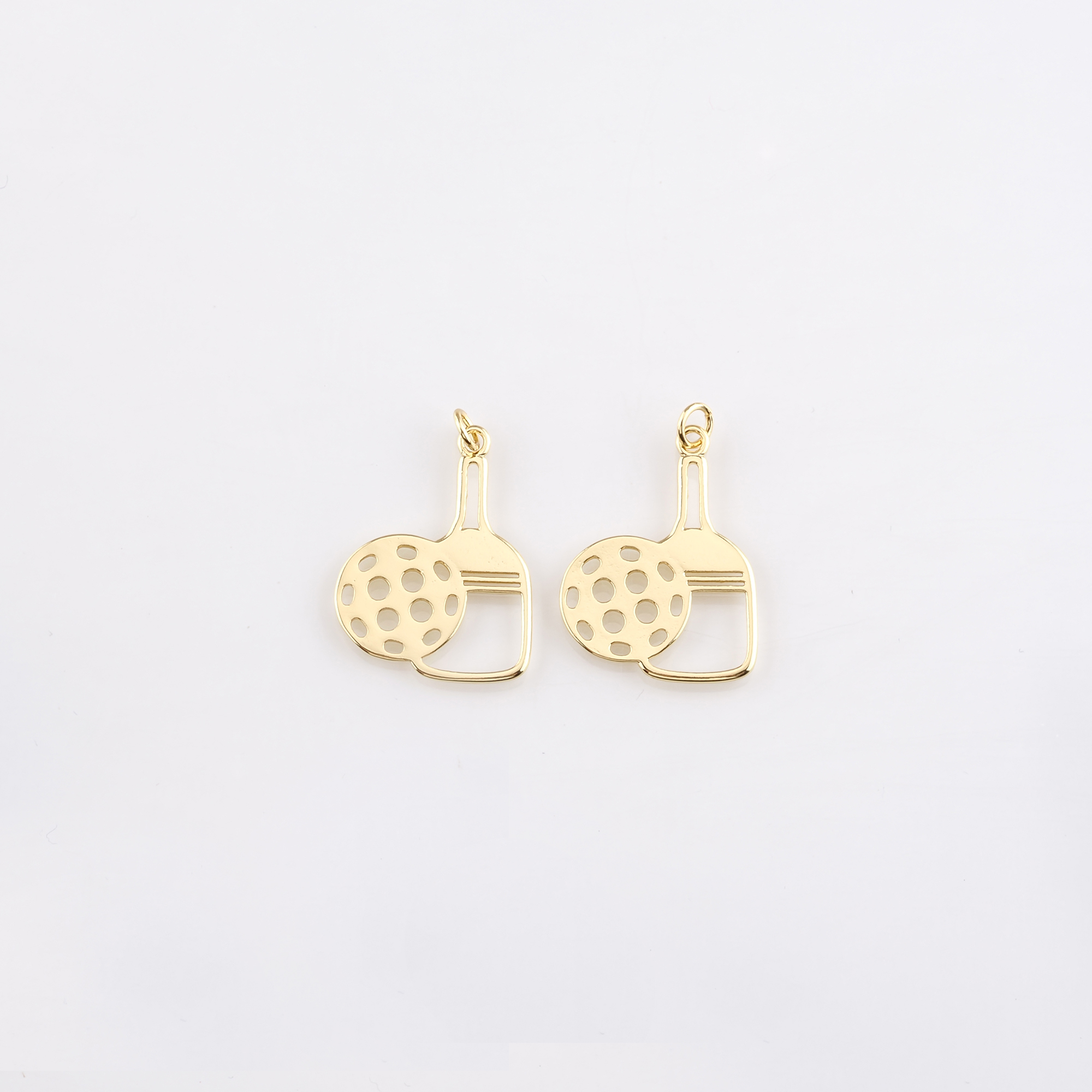 18K Gold Filled Tennis Racket Pendant,Dainty Racket Charm Earrings Necklace for DIY Jewelry Making Supply