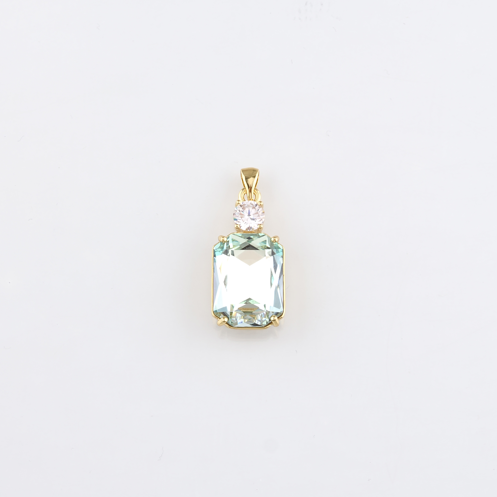 18K Gold Filled Rectangle Pendant,Crystal Rectangle Charm Earrings Necklace for DIY Jewelry Making Supply