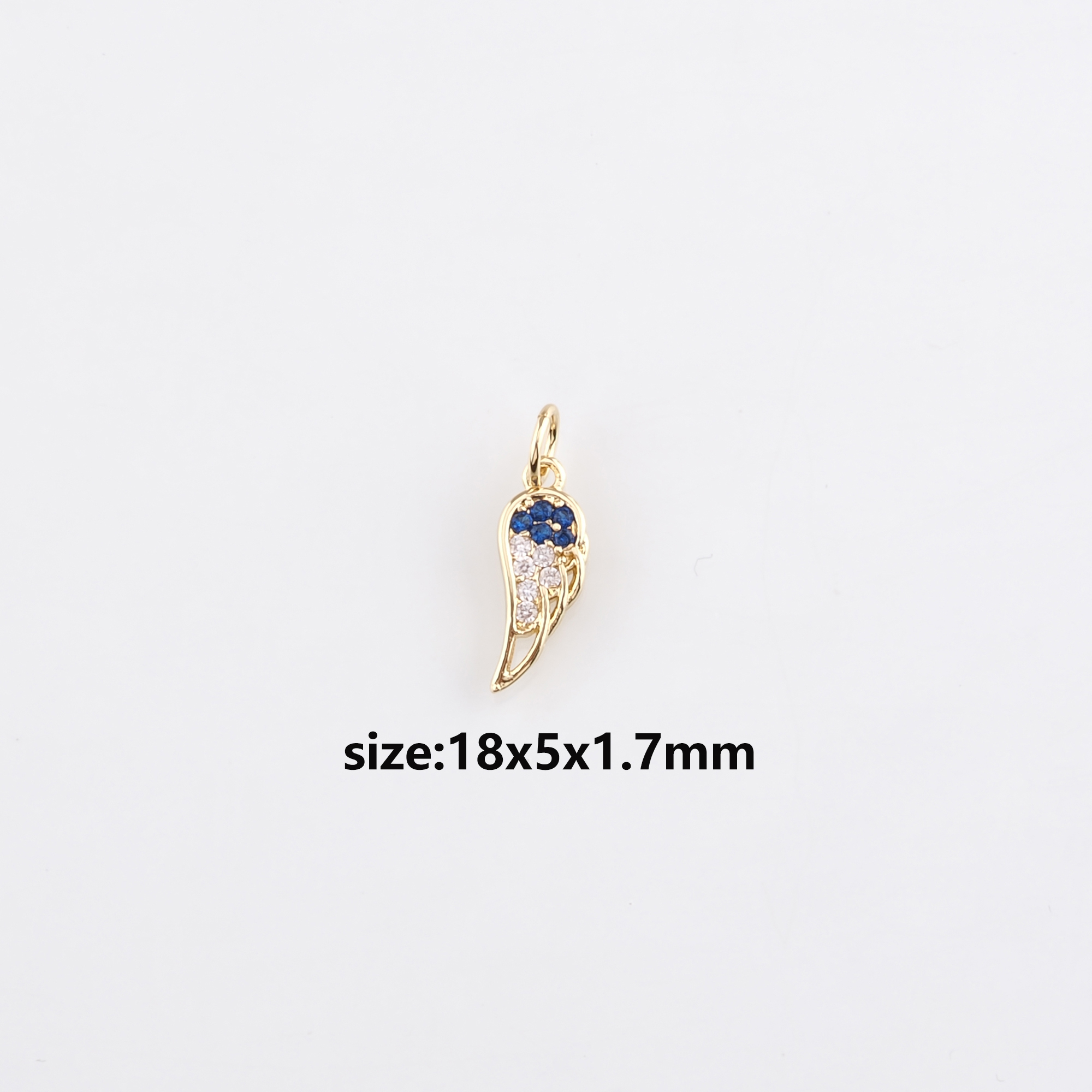 18K Gold Filled Wing Pendant,CZ Micro Pave Wings Earrings Necklace for DIY Jewelry Making Supply