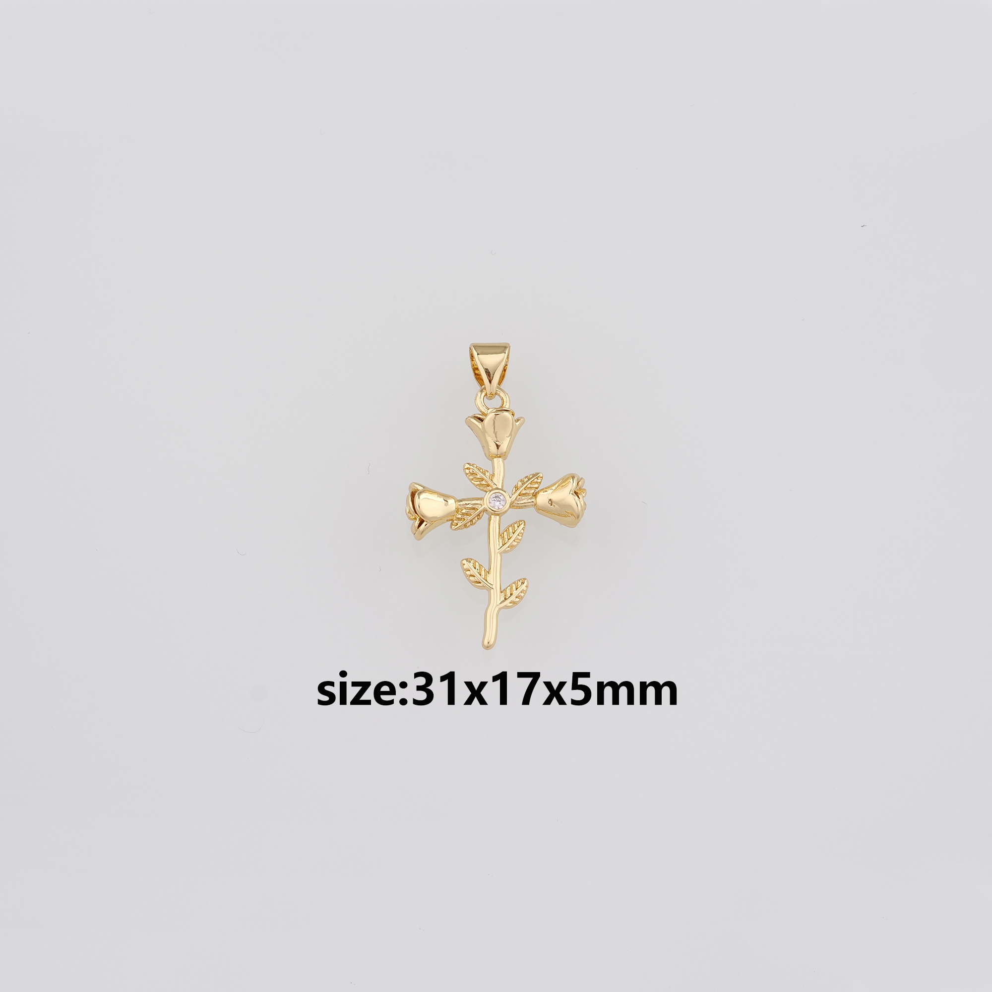 18K Gold Filled Rose Cross Pendant,Cross Charm Earrings Necklace for DIY Jewelry Making Supply