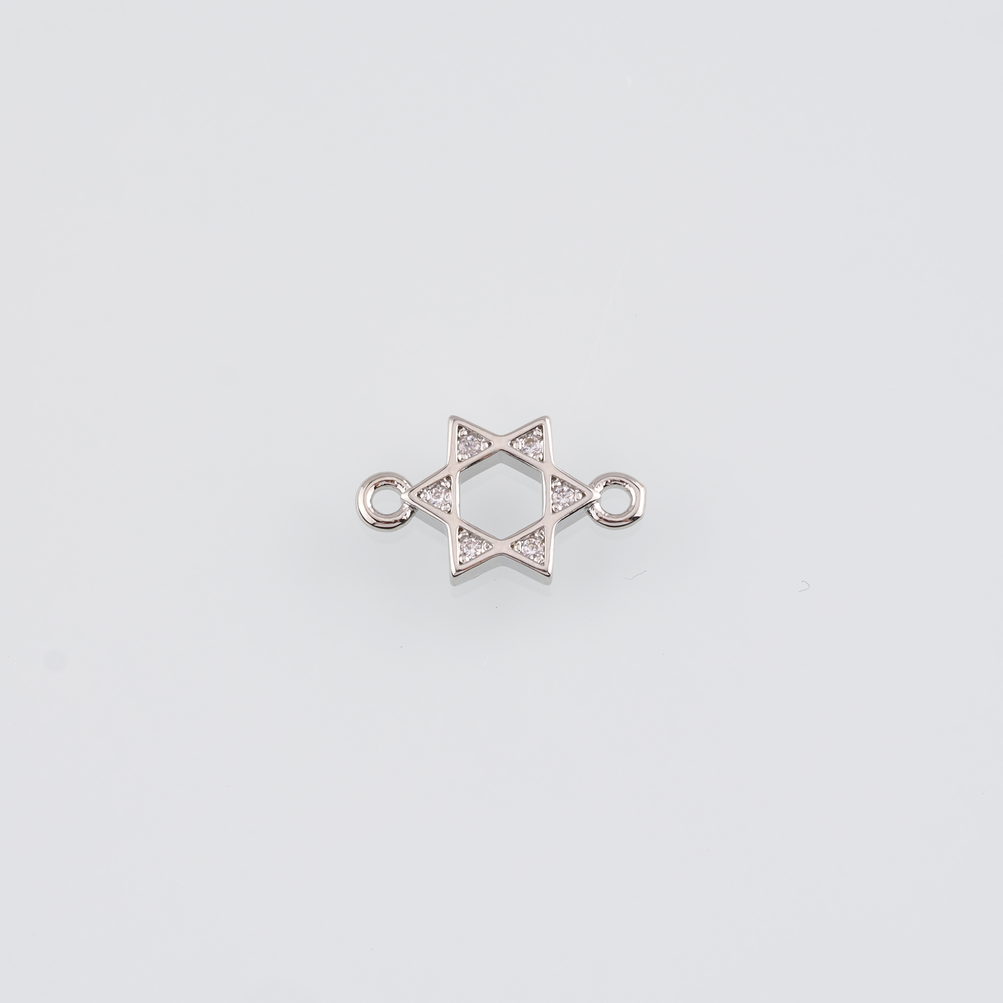 18K Gold Filled David Star Connector,CZ Micro Pave David Star Charm Necklace Bracelet for DIY Jewelry Making Supply