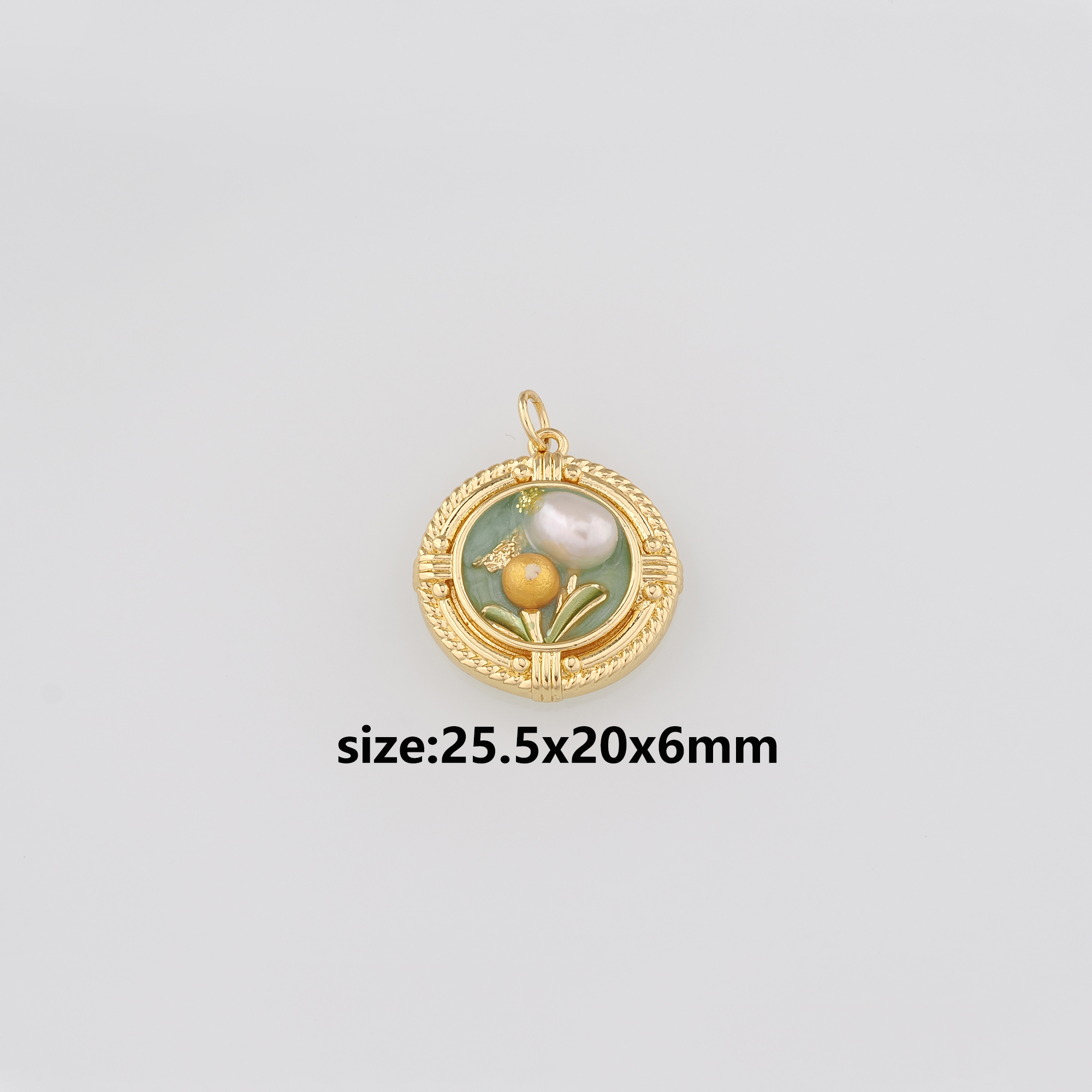 18K Gold Filled Flower Pendant,Enamel Flower Charm Earrings Necklace for DIY Jewelry Making Supply