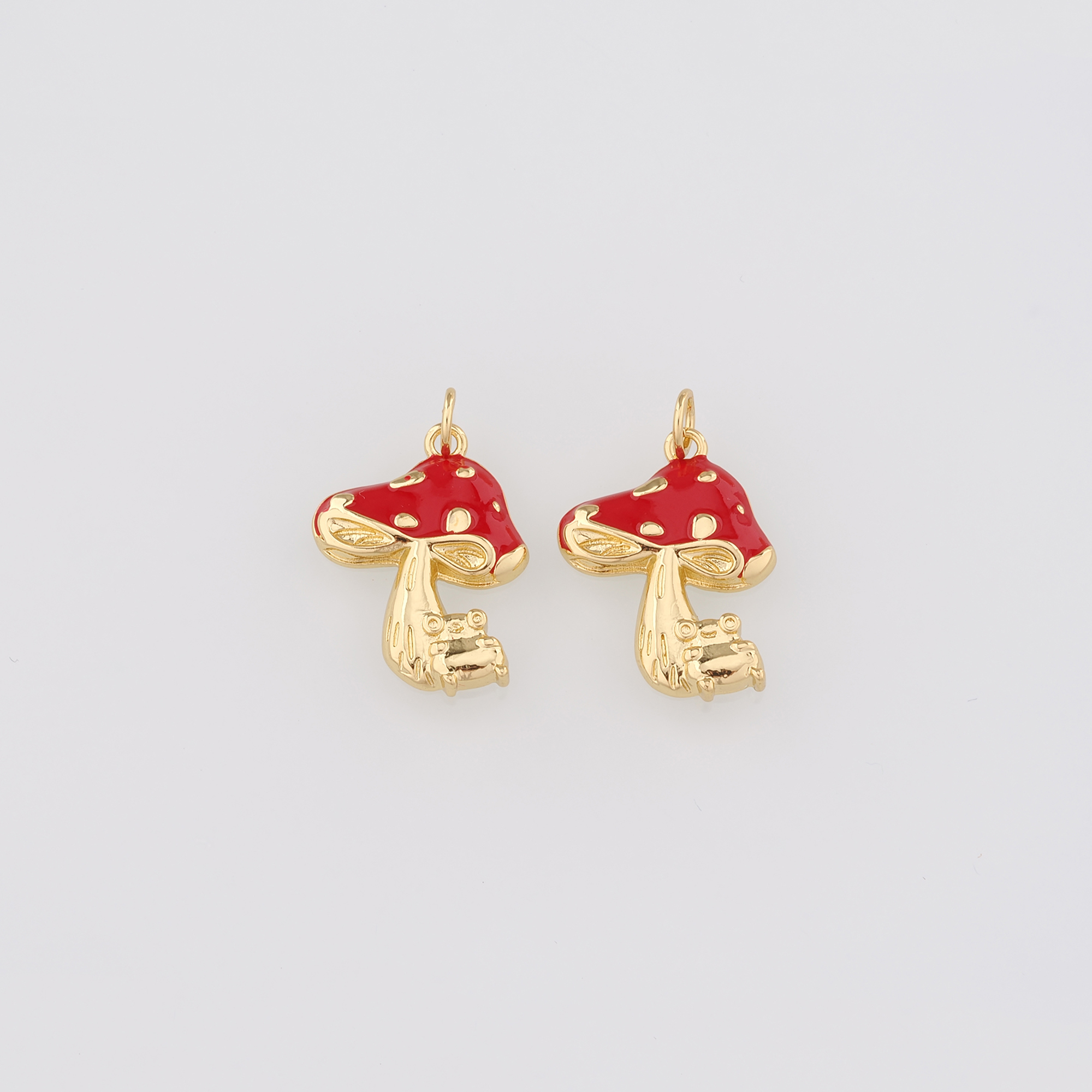 18K Gold Filled Mushroom Pendant,Enamel Mushroom Charm Earrings Necklace for DIY Jewelry Making Supply