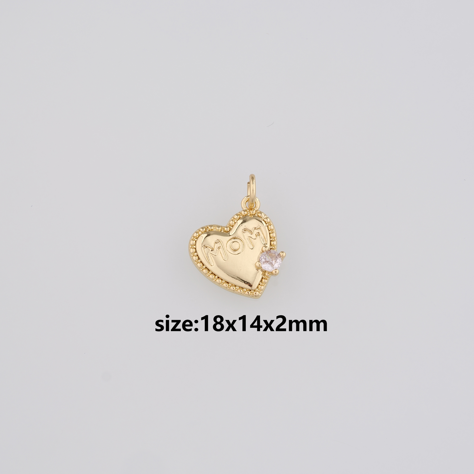 18K Gold Filled Heart Mom Pendant,CZ Micro Pave Mom Charm Earrings Necklace for DIY Jewelry Making Supply