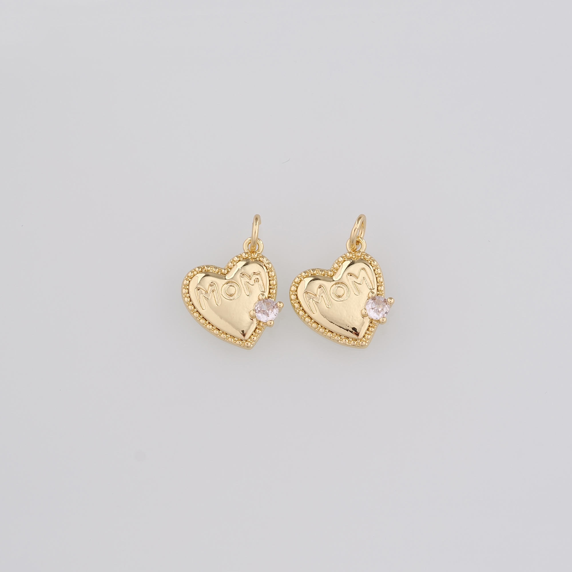 18K Gold Filled Heart Mom Pendant,CZ Micro Pave Mom Charm Earrings Necklace for DIY Jewelry Making Supply