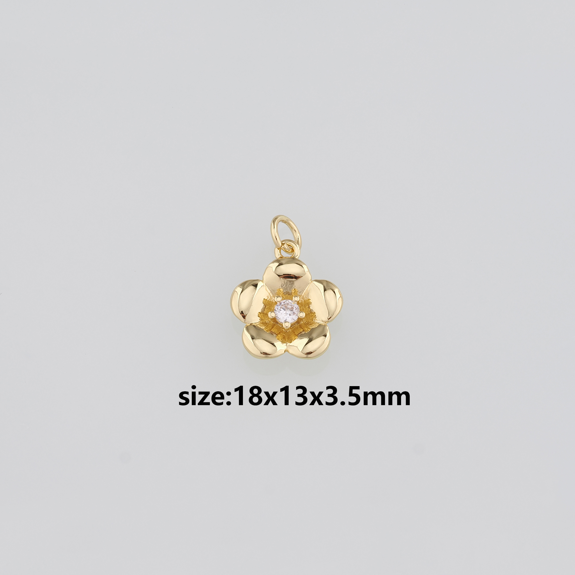 18K Gold Filled Flower Pendant,CZ Micro Pave Flower Charm Earrings Necklace for DIY Jewelry Making Supply