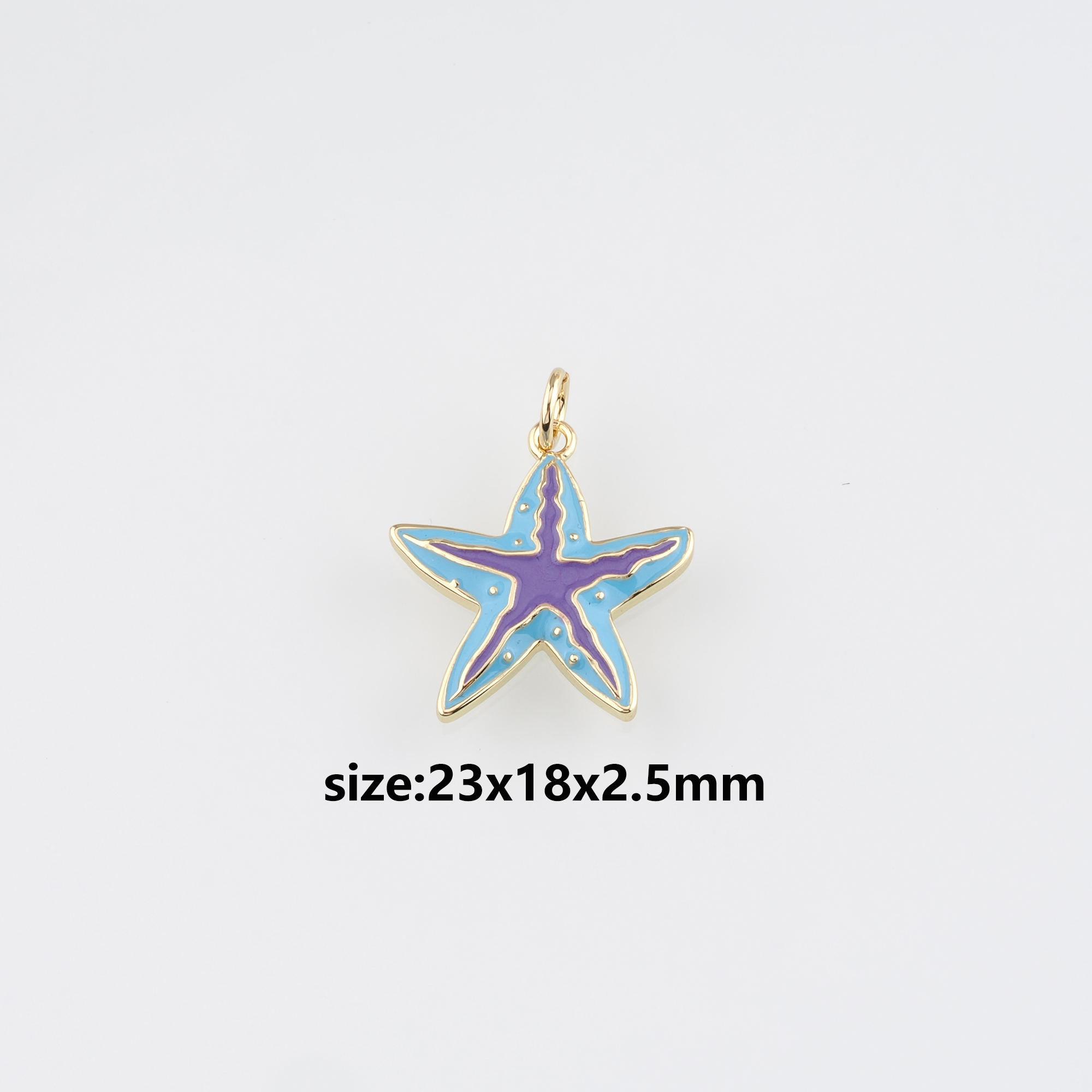 18K Gold Filled Starfish Pendant,Enamel Starfish Charm Earrings Necklace for DIY Jewelry Making Supply