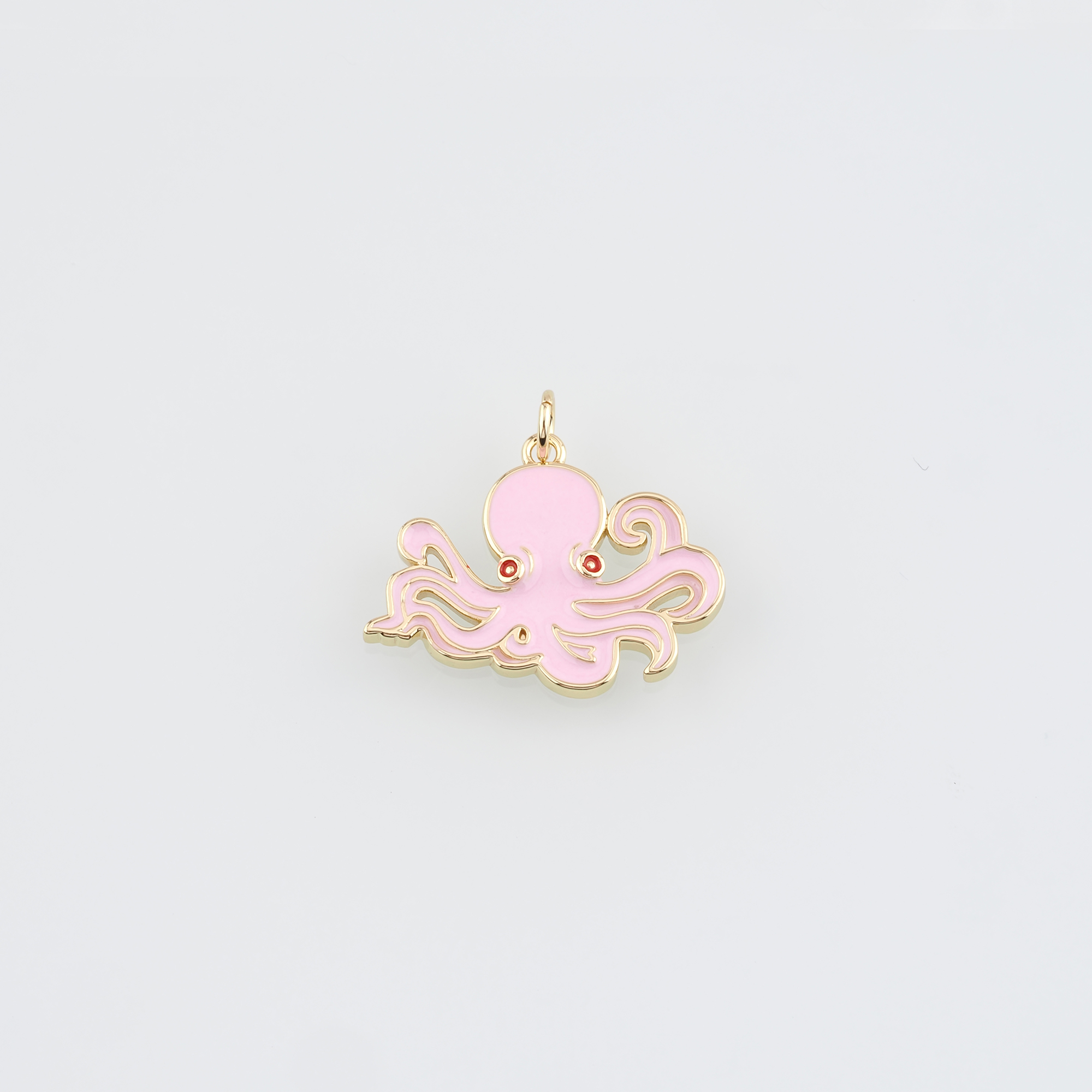 18K Gold Filled Octopus Pendant,Enamel Octopus Charm Earrings Necklace for DIY Jewelry Making Supply