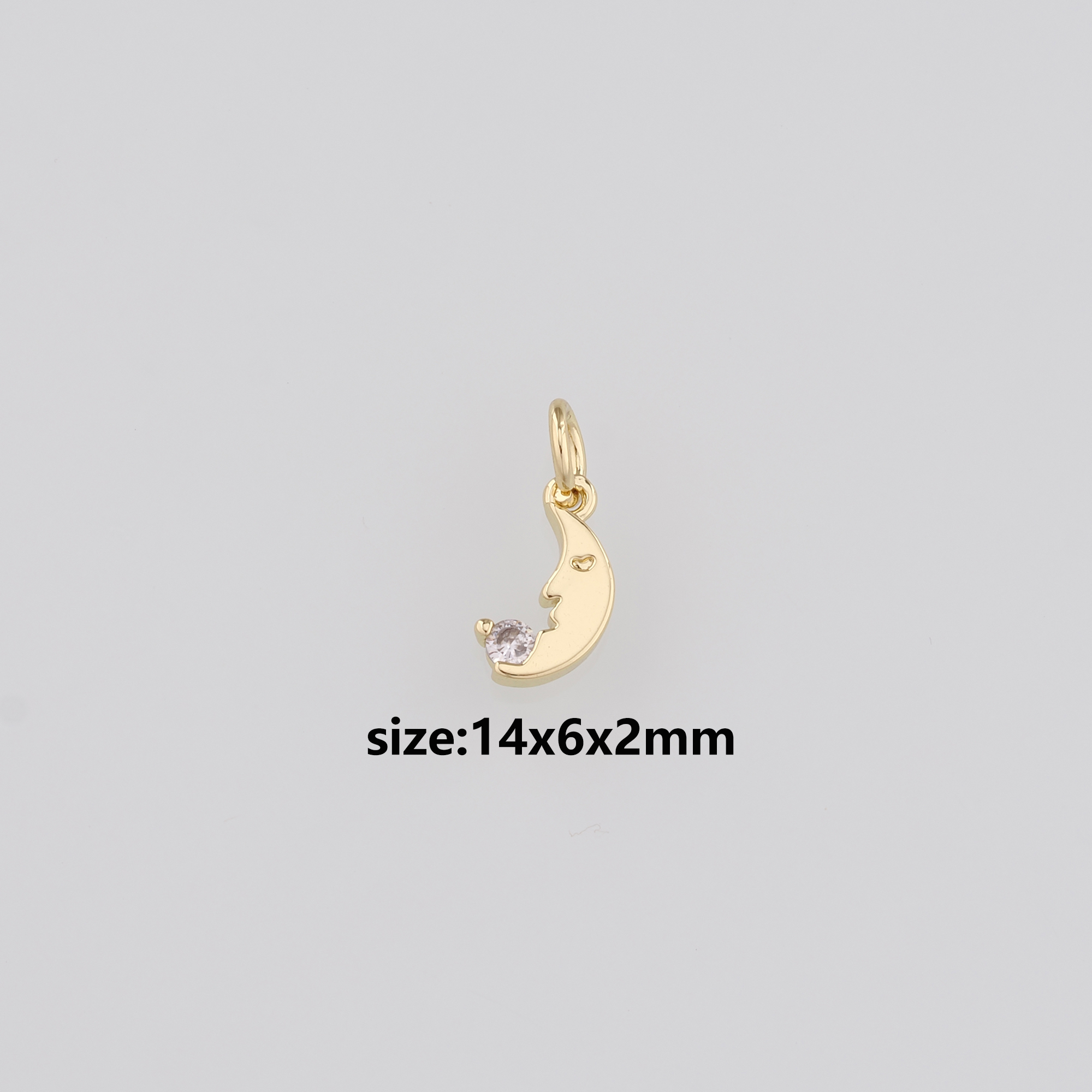 18K Gold Filled Moon Pendant,Celestial Charm,CZ Micro Pave Moon Earrings Necklace for DIY Jewelry Making Supply