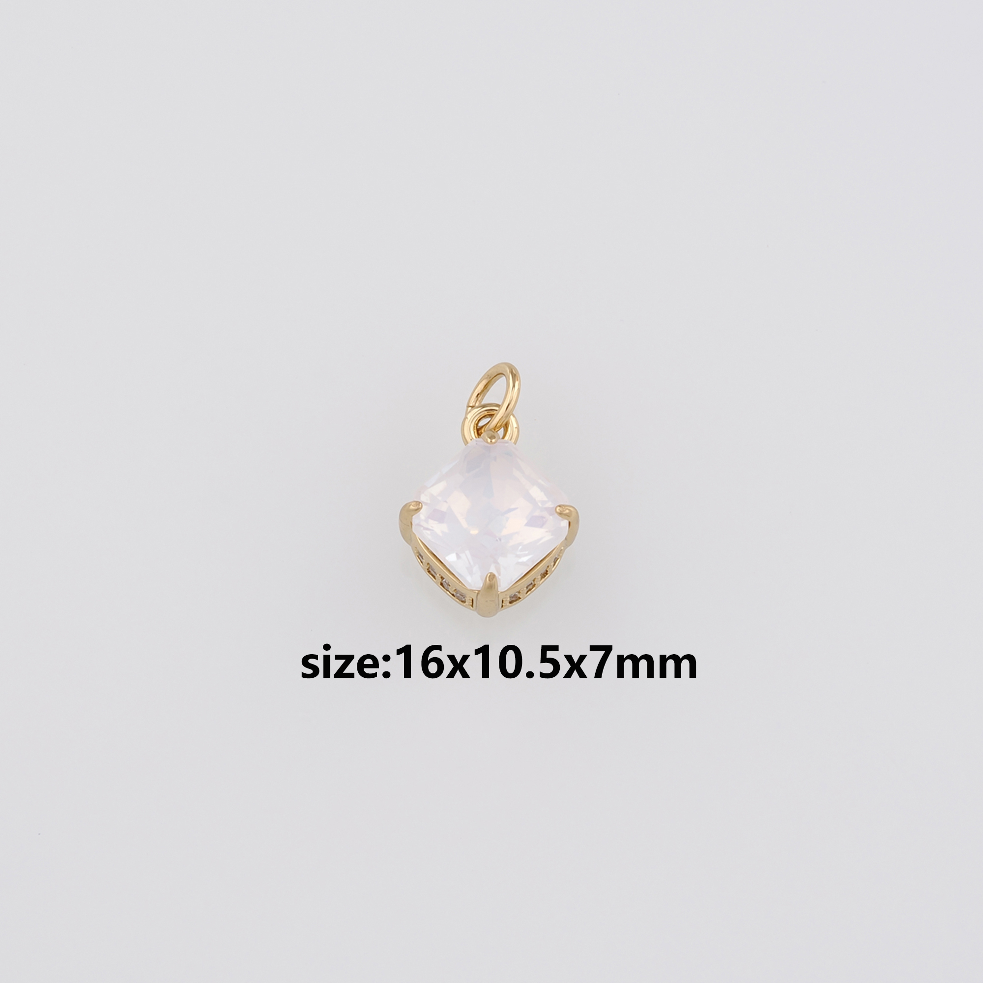 18K Gold Filled Rhombus Pendant,Crystal Rhombus Charm Earrings Necklace for DIY Jewelry Making Supply