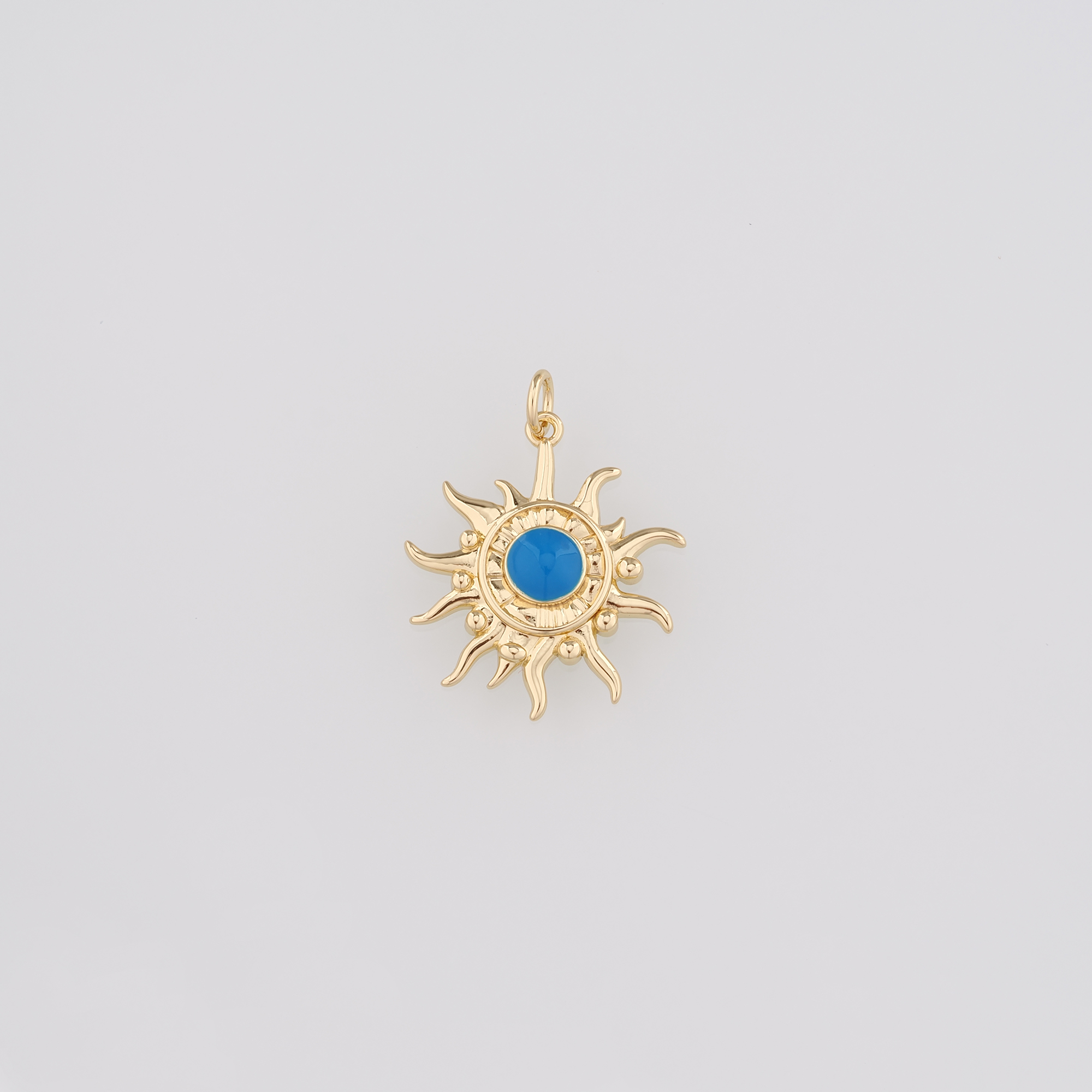 18K Gold Filled Sun Pendant,Enamel Sun Charm Earrings Necklace for DIY Jewelry Making Supply