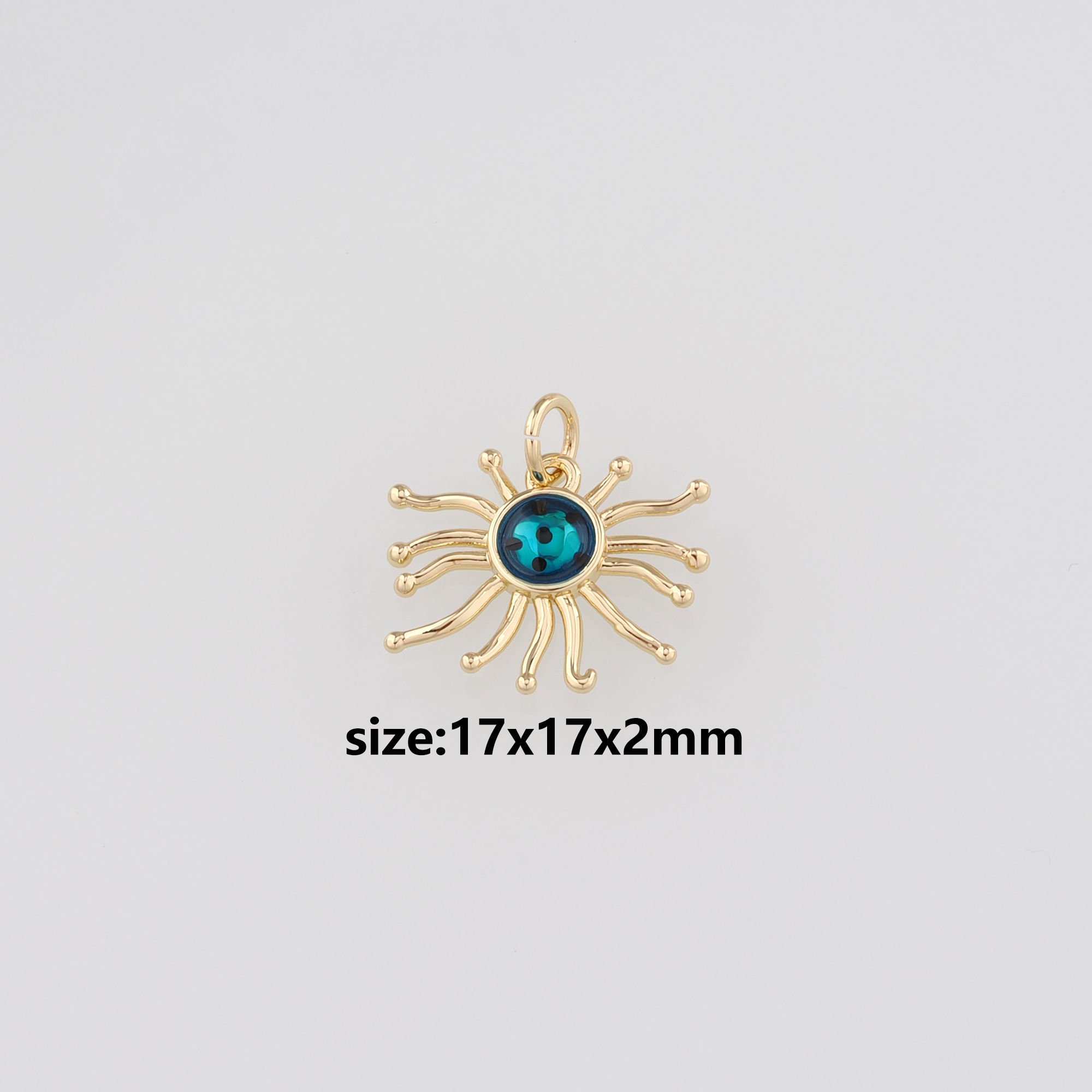 18K Gold Filled Sun Pendant,Enamel Sun Charm Earrings Necklace for DIY Jewelry Making Supply