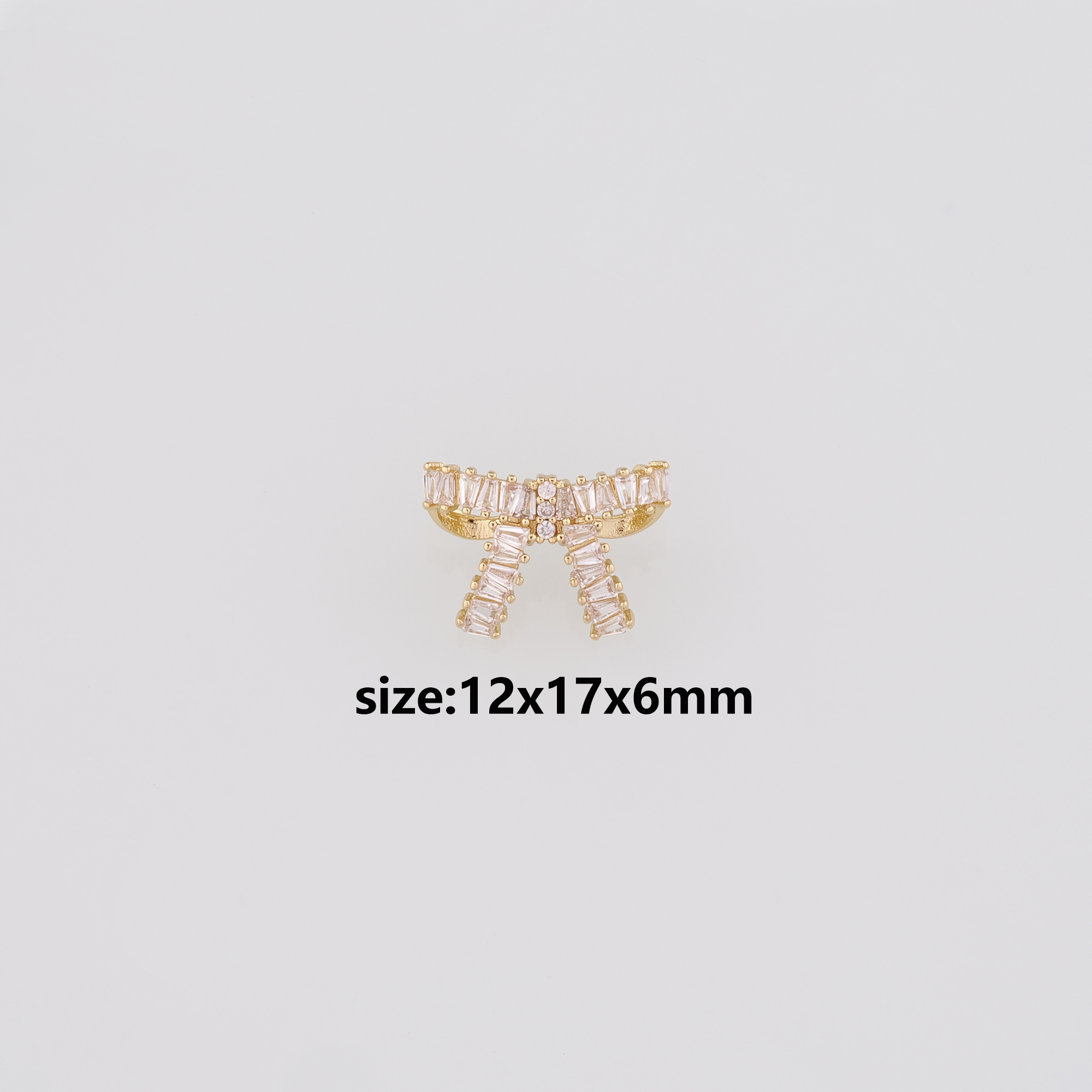 18K Gold Filled Bow Tie Pendant,CZ Bow Charm Earrings Necklace for DIY Jewelry Making Supply