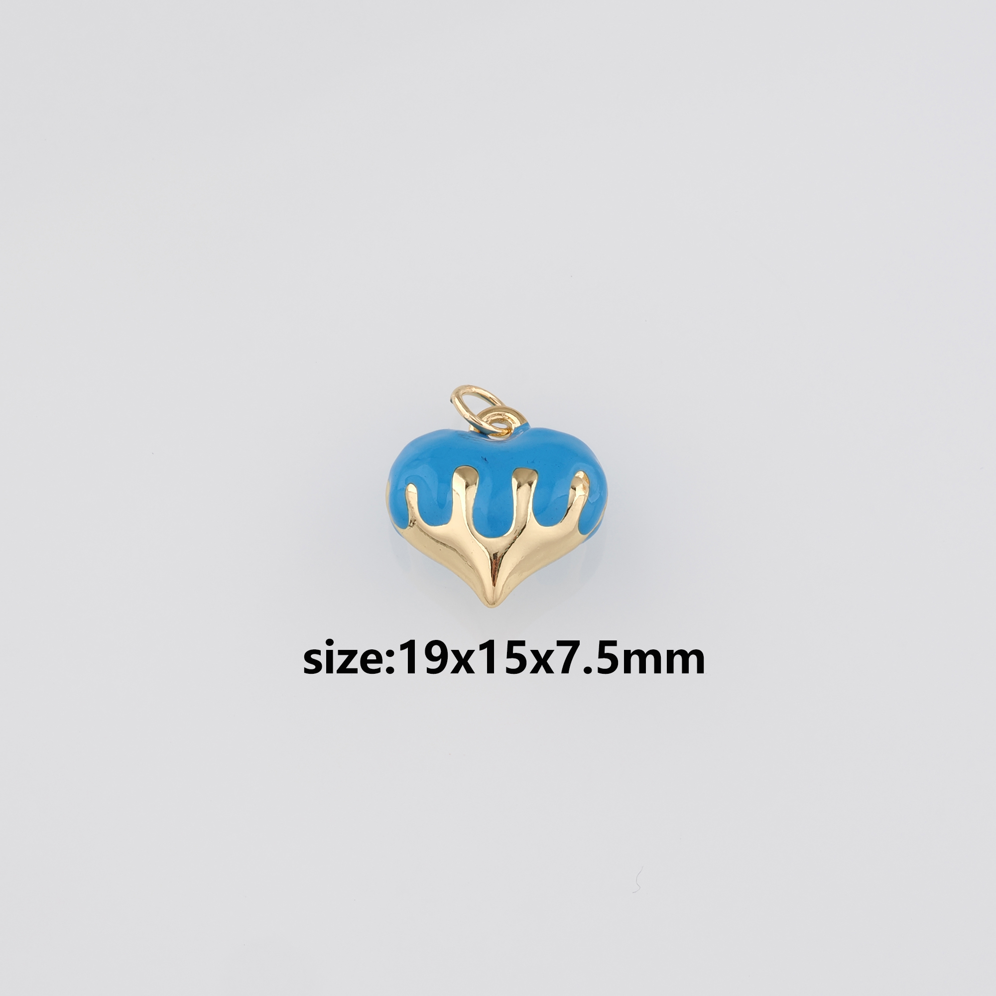 18K Gold Filled Heart Pendant,Enamel Heart Charm Earrings Necklace for DIY Jewelry Making Supply