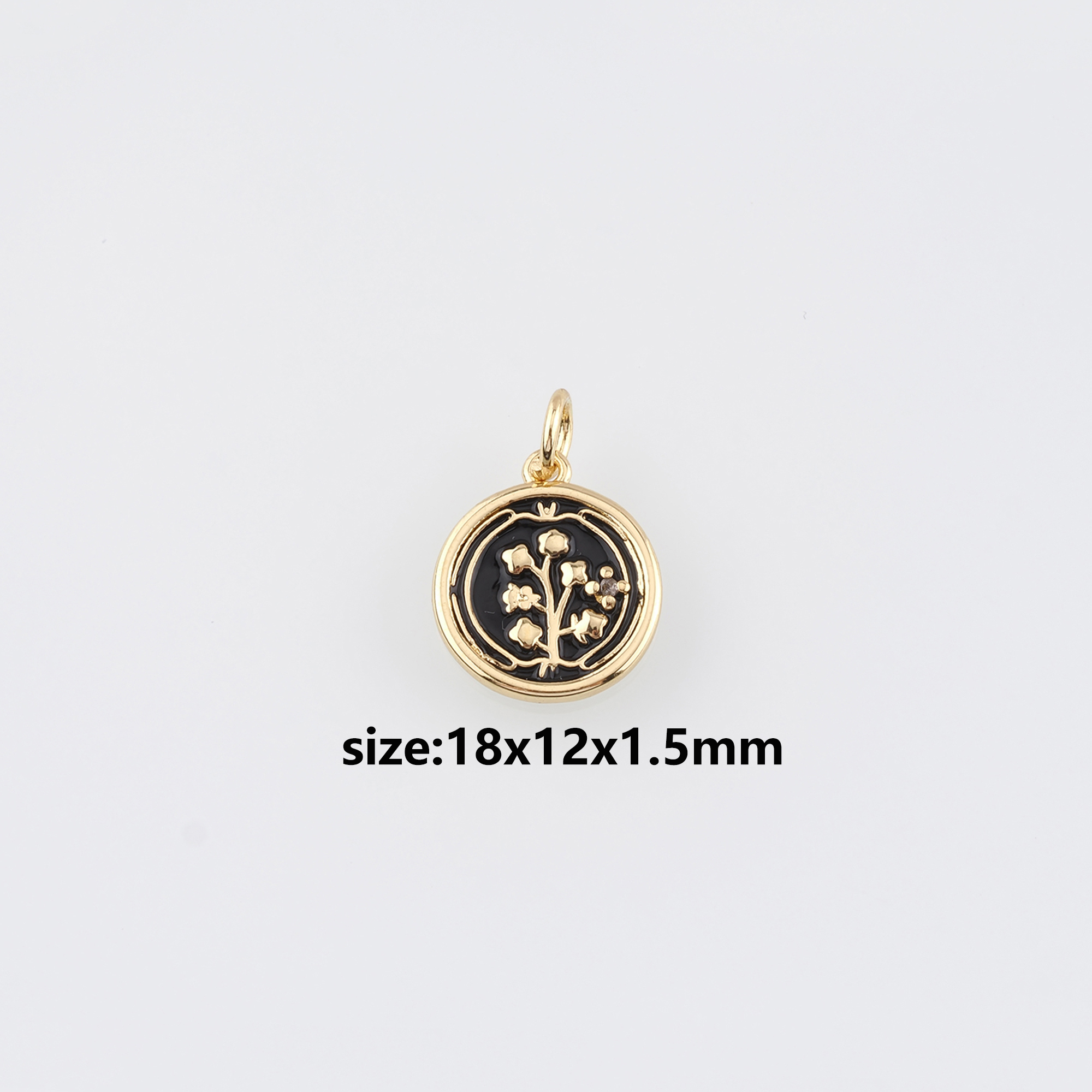 18K Gold Filled Flower Pendant,Enamel Flower Charm Earrings Necklace for DIY Jewelry Making Supply