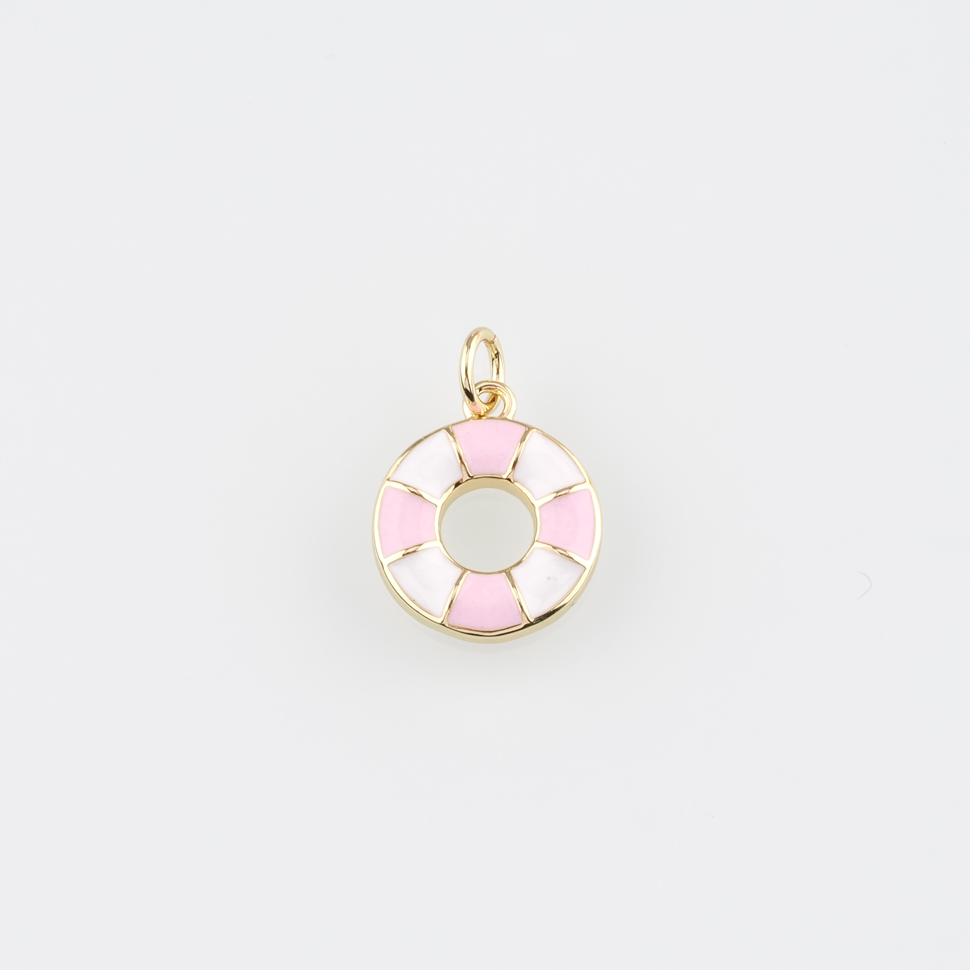 18K Gold Filled Life Buoy Pendant,Enamel Swimming Ring Charm Earrings Necklace for DIY Jewelry Making Supply