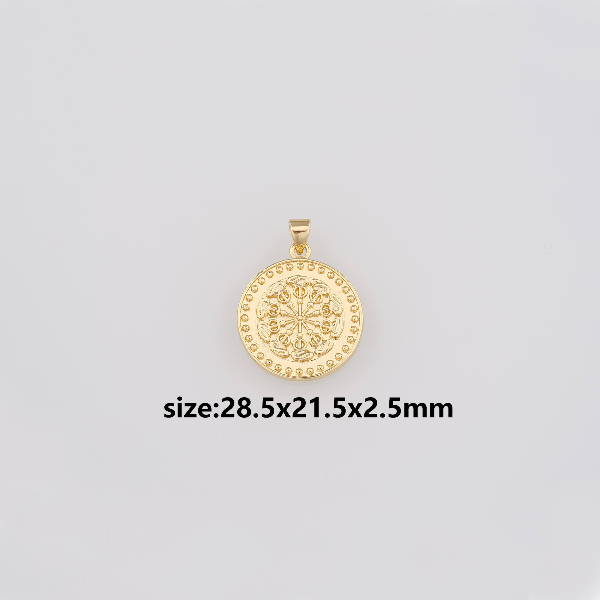 18K Gold Filled Round Pendant,Dainty Round Earrings Necklace for DIY Jewelry Making Supply