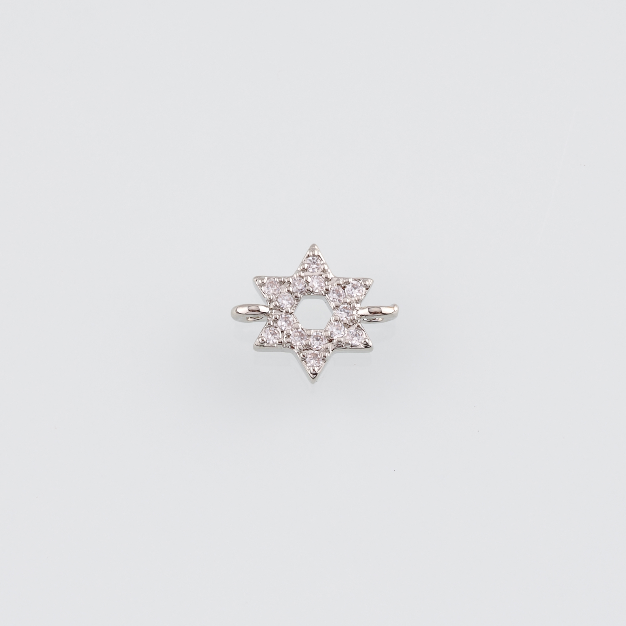 18K Gold Filled David Star Connector,CZ Micro Pave David Star Charm Necklace Bracelet for DIY Jewelry Making Supply