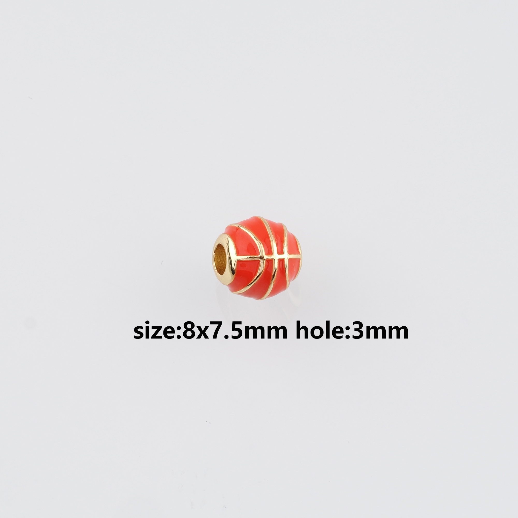 18K Gold Filled Basketball Spacer Beads,Enamel Basketball Bead for Bracelet Jewelry Necklace Making Supply