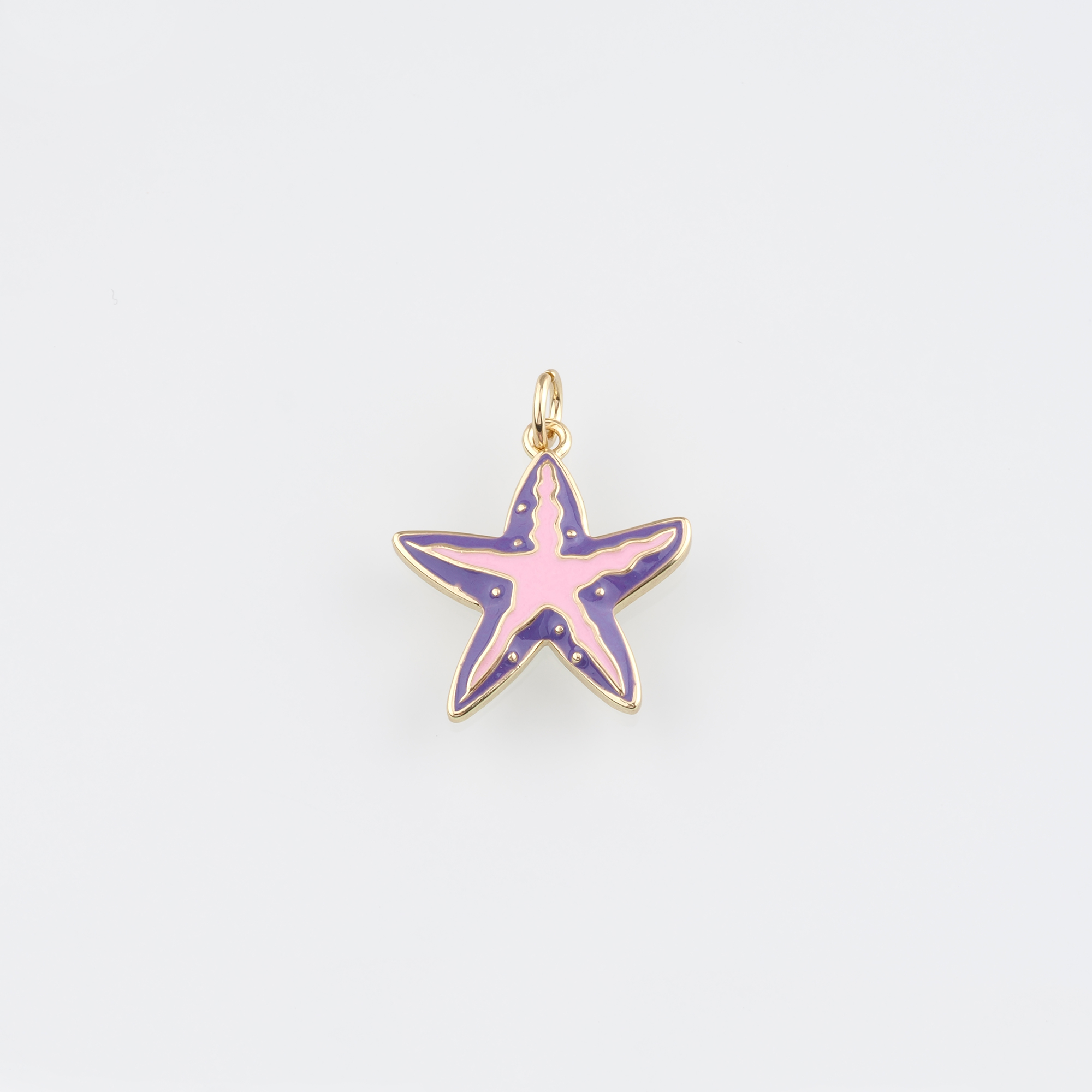 18K Gold Filled Starfish Pendant,Enamel Starfish Charm Earrings Necklace for DIY Jewelry Making Supply