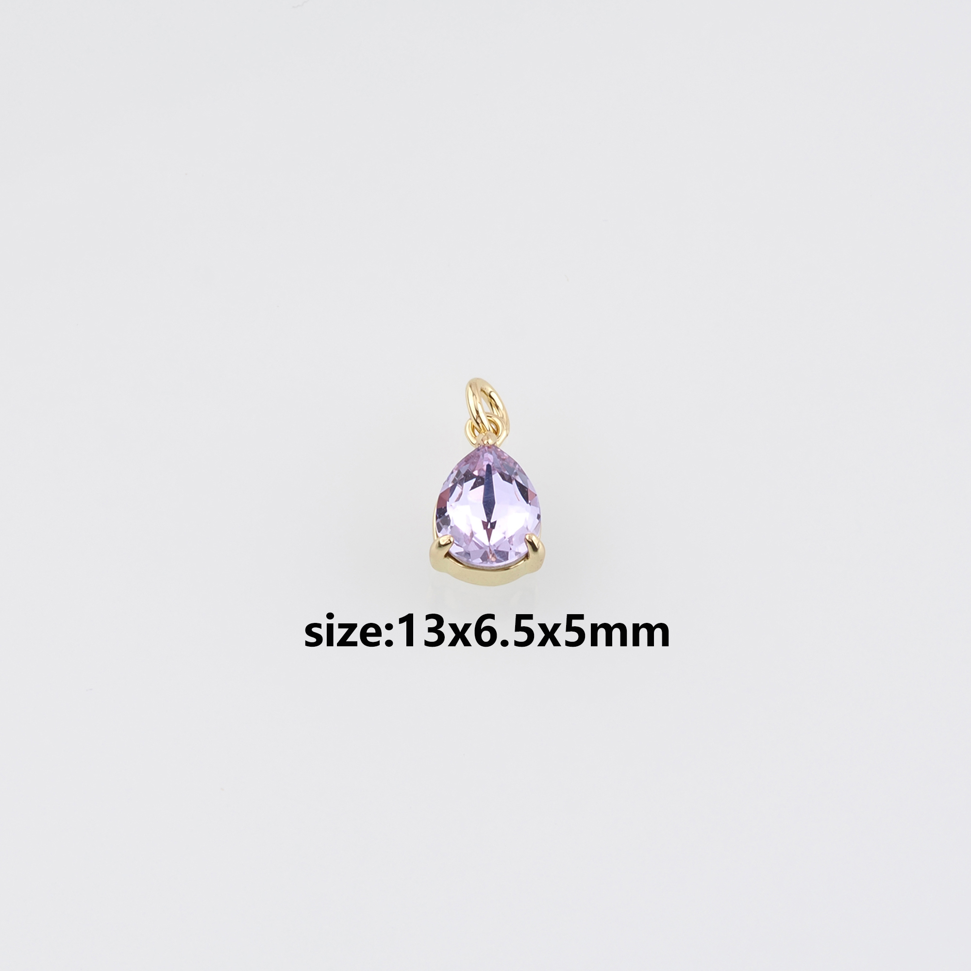 18K Gold Filled Teardrop Pendant,Crystal Water Drop Charm Earrings Necklace for DIY Jewelry Making Supply