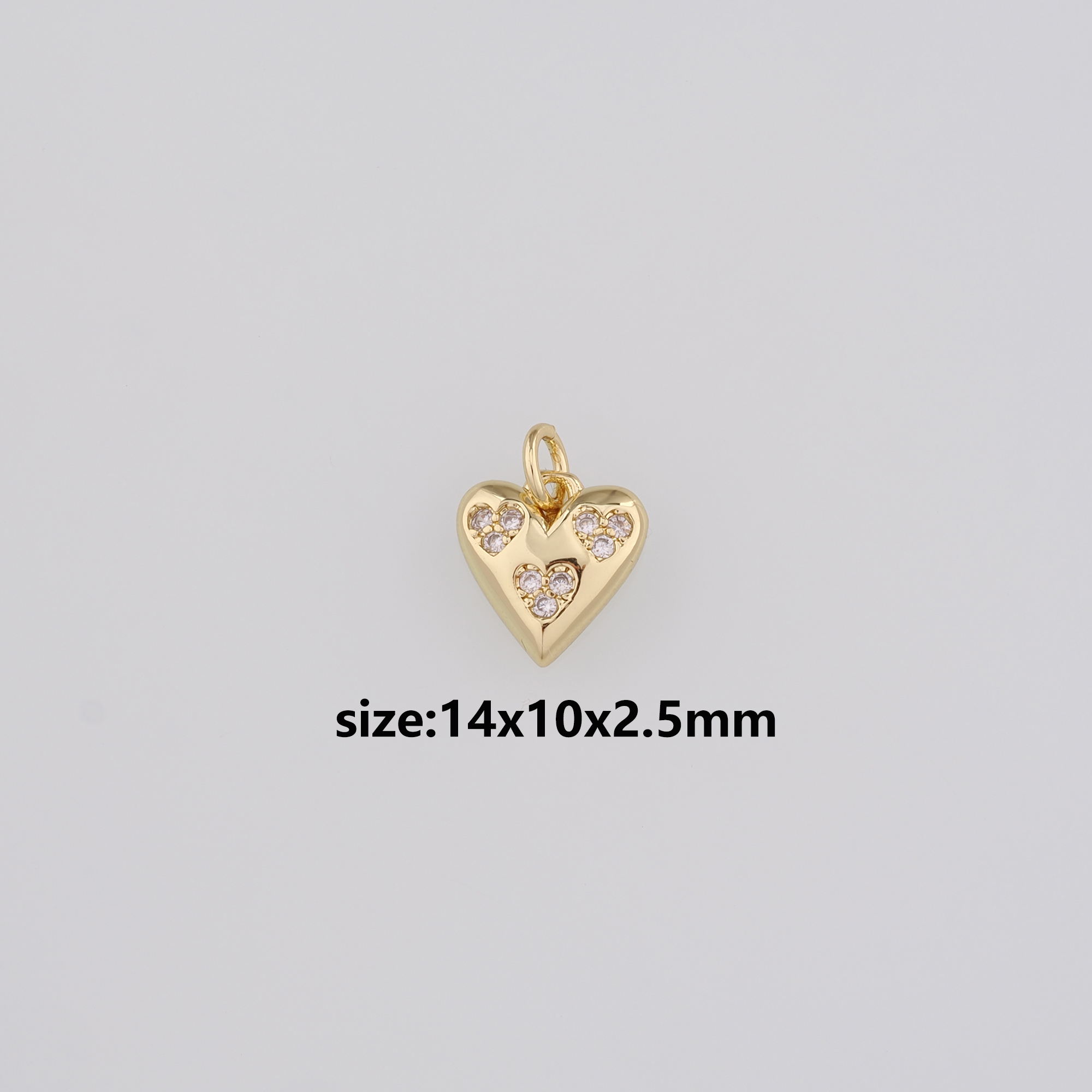 18K Gold Filled Heart Pendant,CZ Micro Pave Heart Charm Earrings Necklace for DIY Jewelry Making Supply