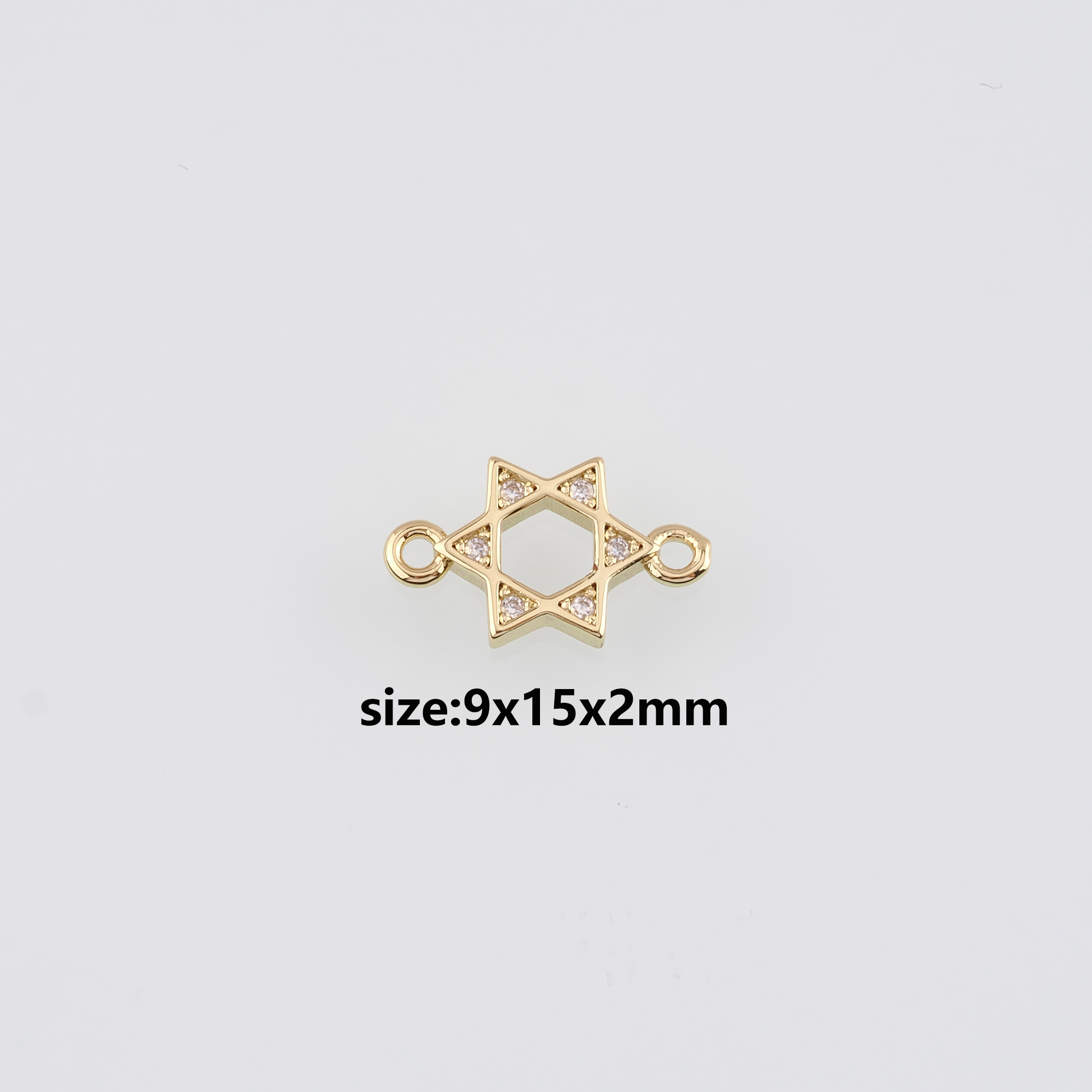 18K Gold Filled David Star Connector,CZ Micro Pave David Star Charm Necklace Bracelet for DIY Jewelry Making Supply