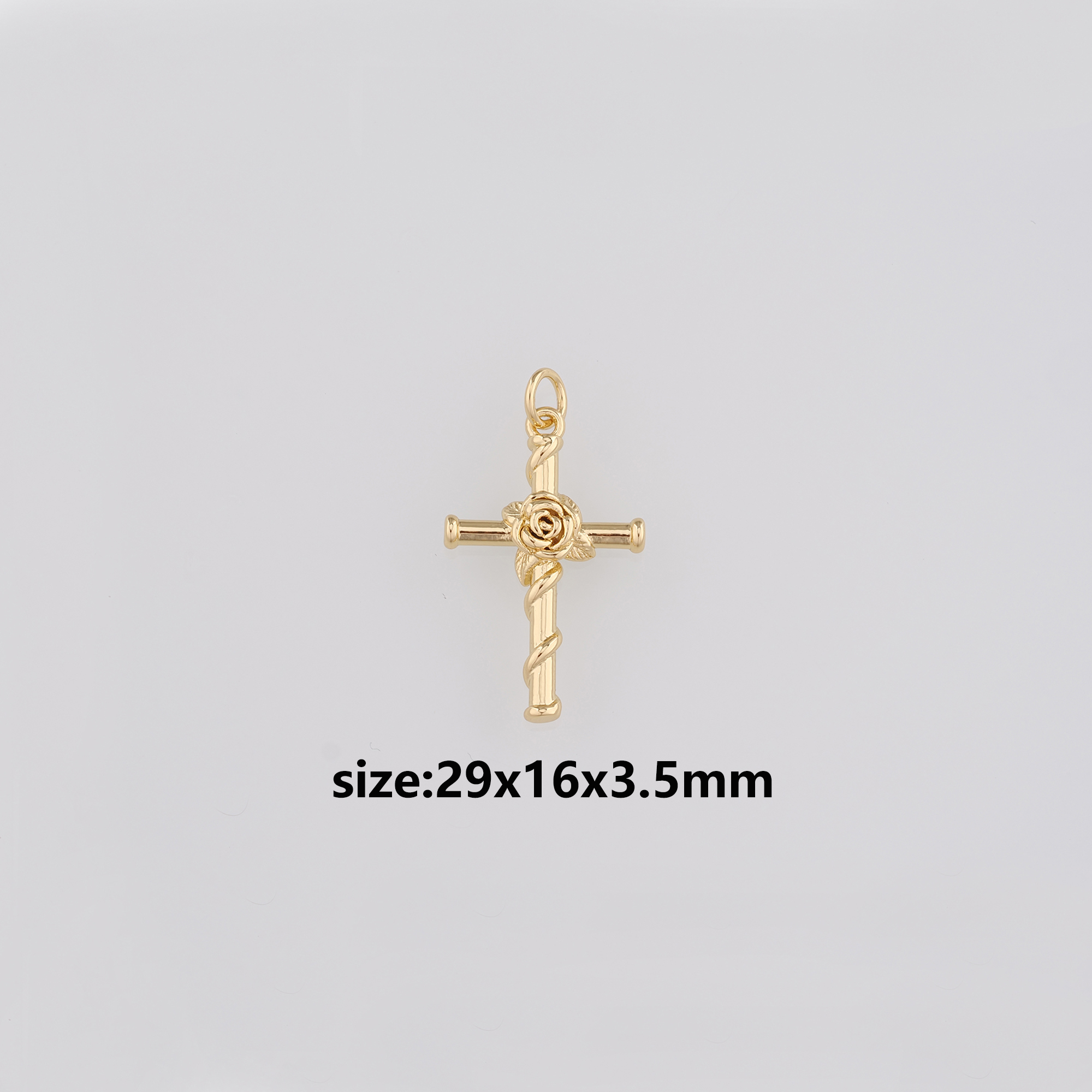 18K Gold Filled Rose Cross Pendant,Cross Charm Earrings Necklace for DIY Jewelry Making Supply