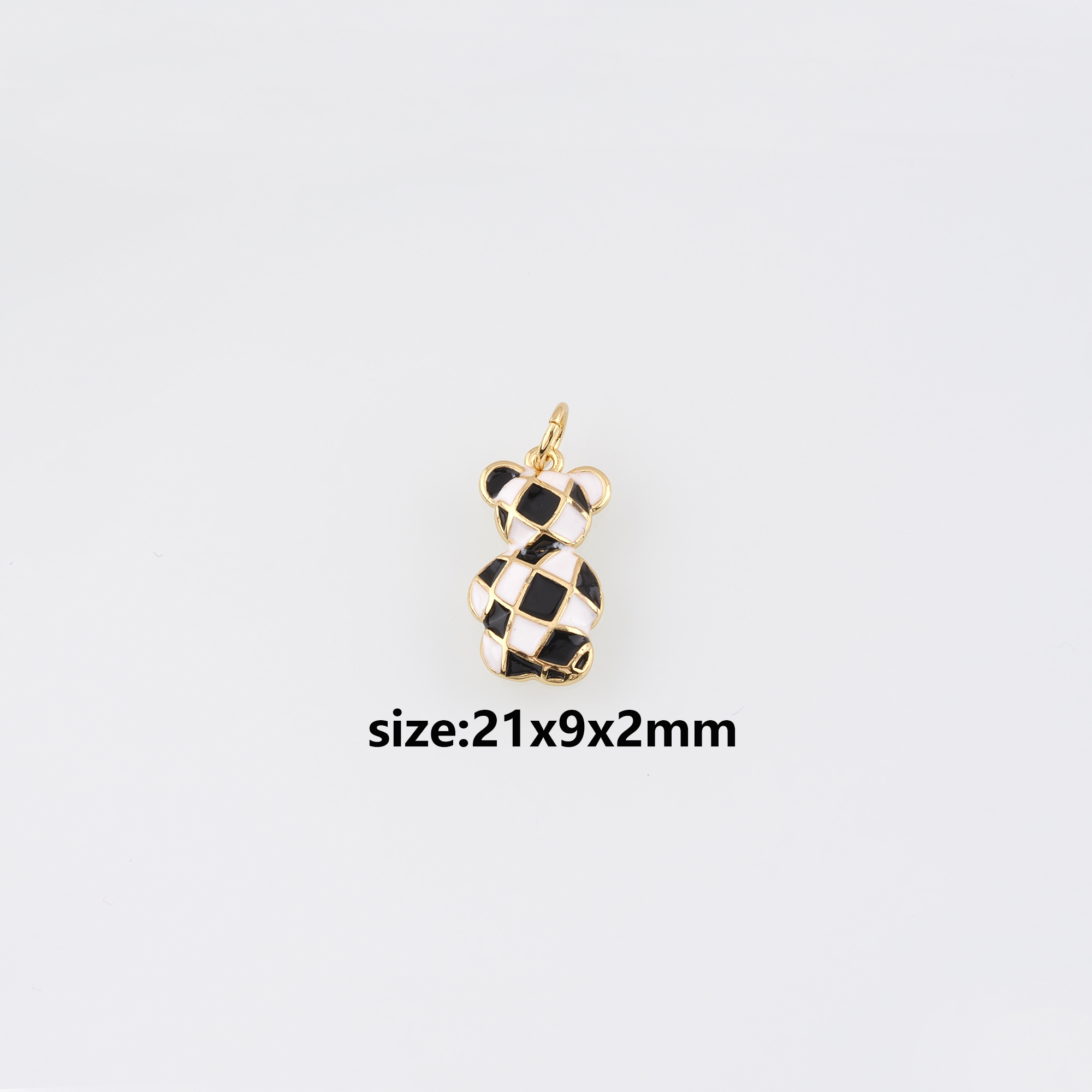 18K Gold Filled Bear Pendant,Enamel Bear Charm Earrings Necklace for DIY Jewelry Making Supply