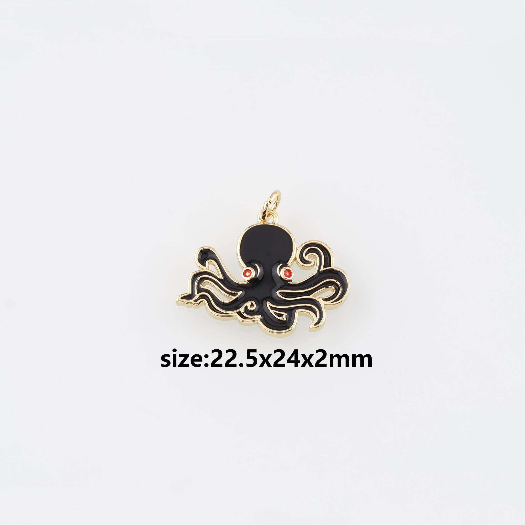 18K Gold Filled Octopus Pendant,Enamel Octopus Charm Earrings Necklace for DIY Jewelry Making Supply