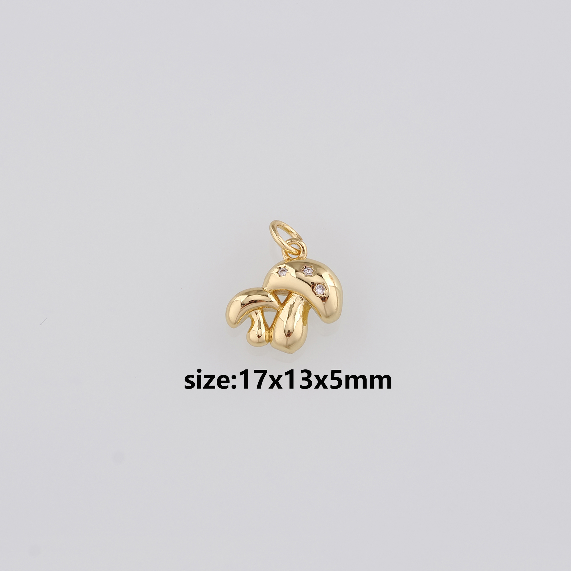 18K Gold Filled Mushroom Pendant,CZ Micro Pave Mushroom Charm Earrings Necklace for DIY Jewelry Making Supply
