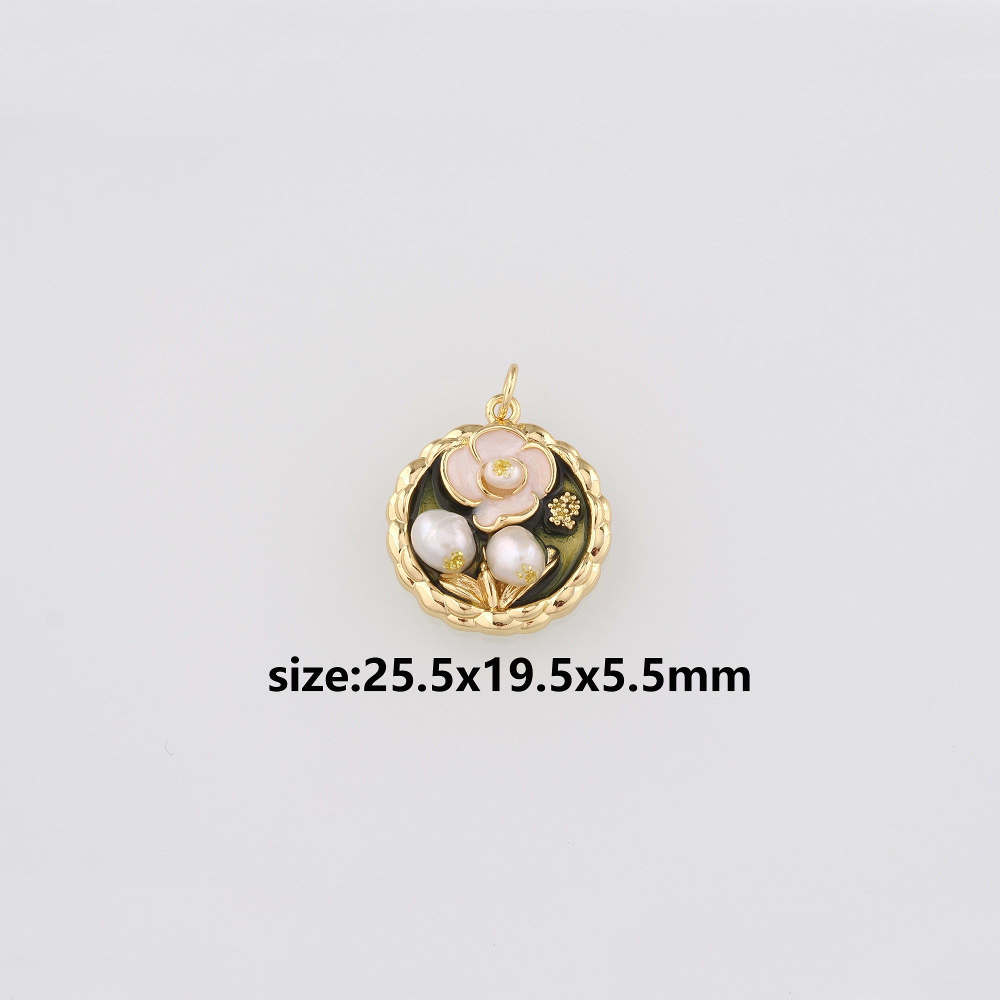 18K Gold Filled Flower Pendant,Enamel Flower Charm Earrings Necklace for DIY Jewelry Making Supply